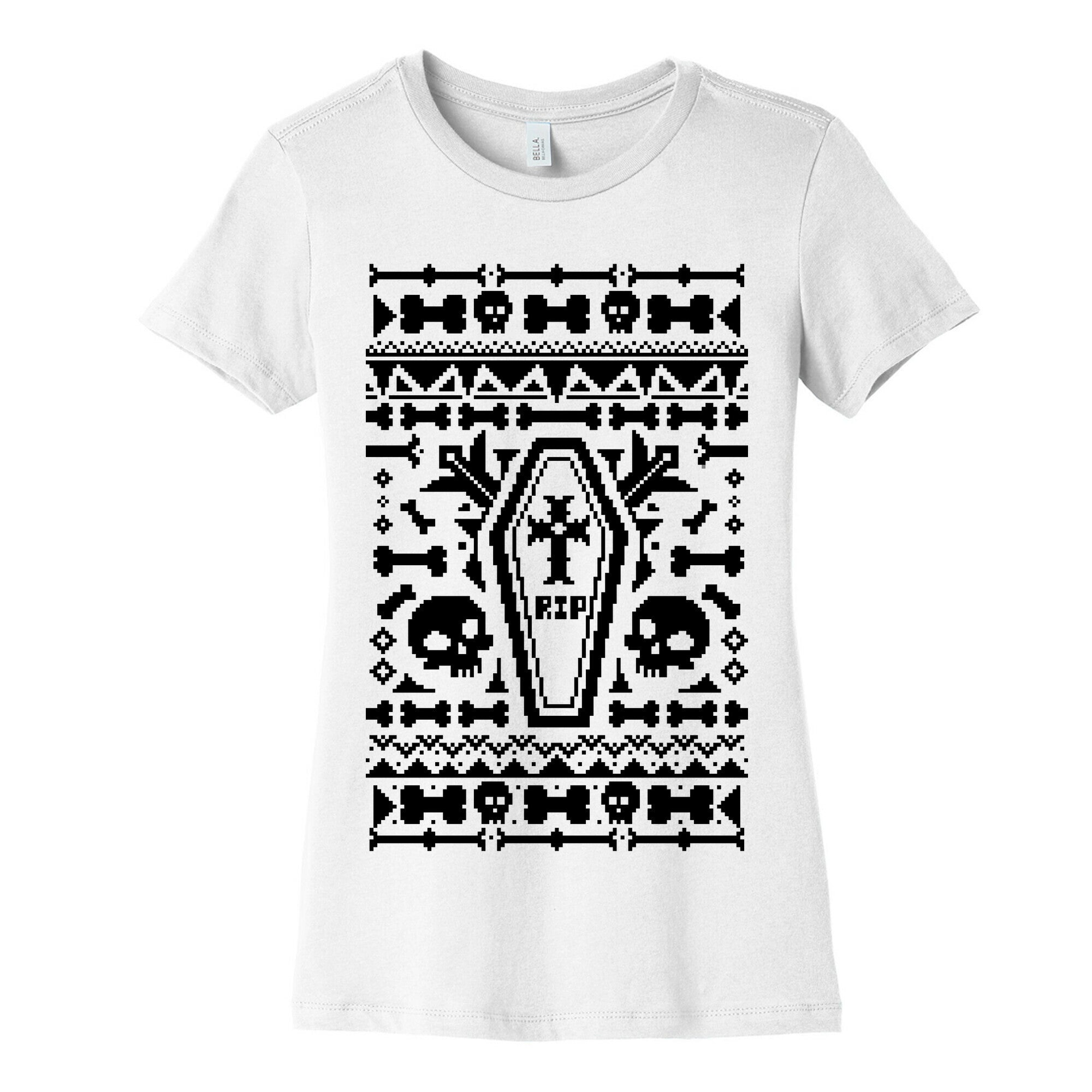 Coffins and Skulls Ugly Sweater Women's Cotton Tee Hoodie, Sweatshirt | PureTeeCo.com (Image 4)