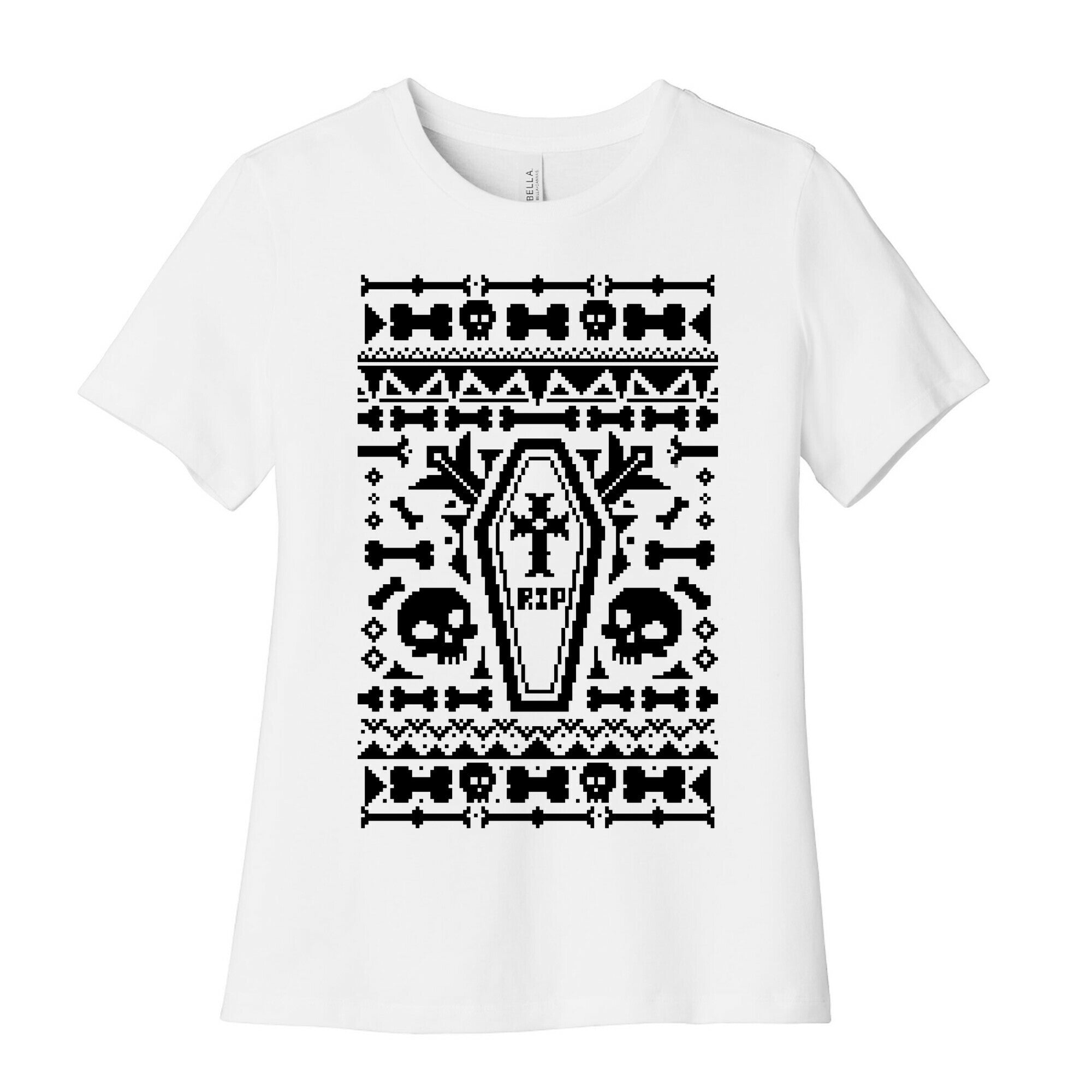 Coffins and Skulls Ugly Sweater Women's Cotton Tee Hoodie, Sweatshirt | PureTeeCo.com (Image 1)