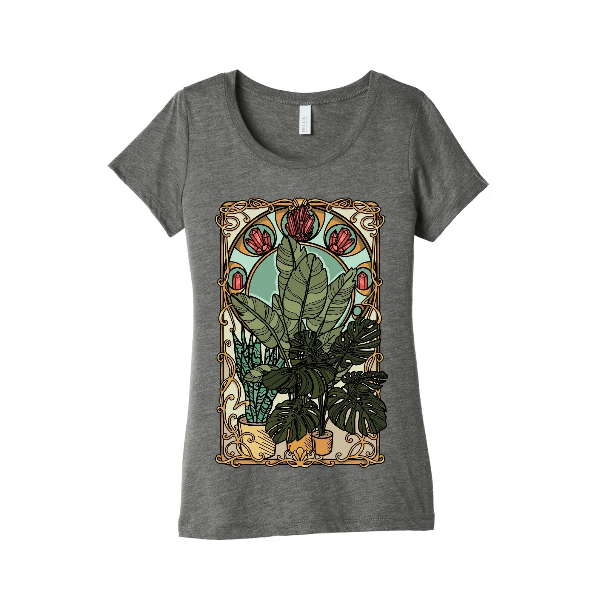 Art Nouveau House Plants Women's Triblend Tee Hoodie, Sweatshirt | PureTeeCo.com