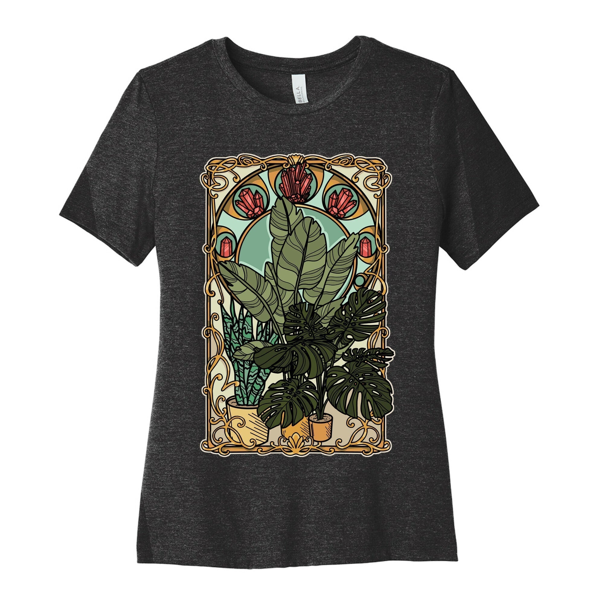 Art Nouveau House Plants Women's Cotton Tee Hoodie, Sweatshirt | PureTeeCo.com (Image 1)