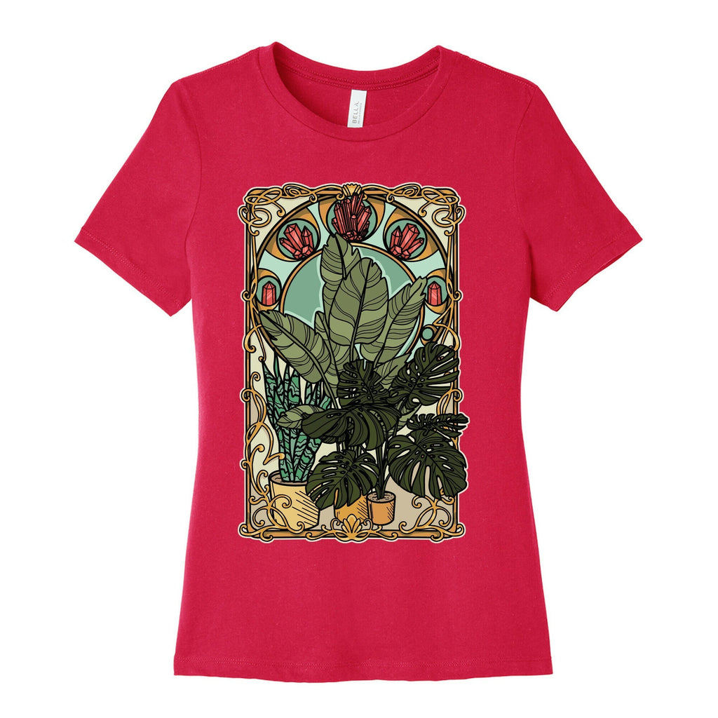 Art Nouveau House Plants Women's Cotton Tee Hoodie, Sweatshirt | PureTeeCo.com (Image 2)