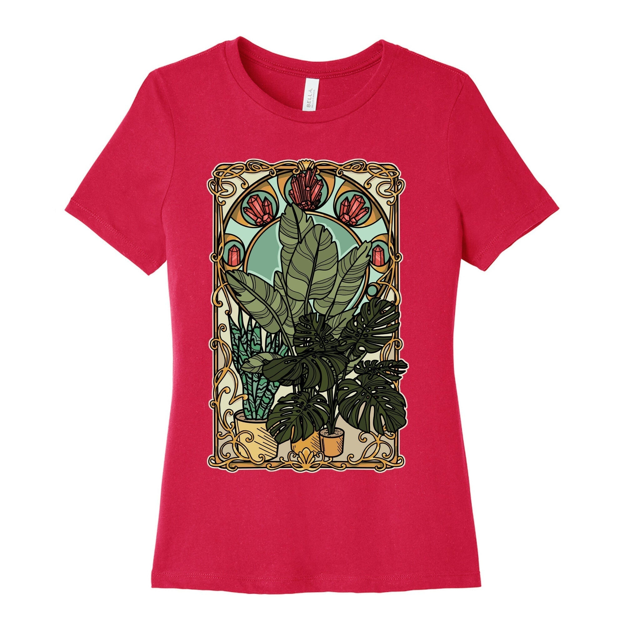 Art Nouveau House Plants Women's Cotton Tee Hoodie, Sweatshirt | PureTeeCo.com (Image 2)