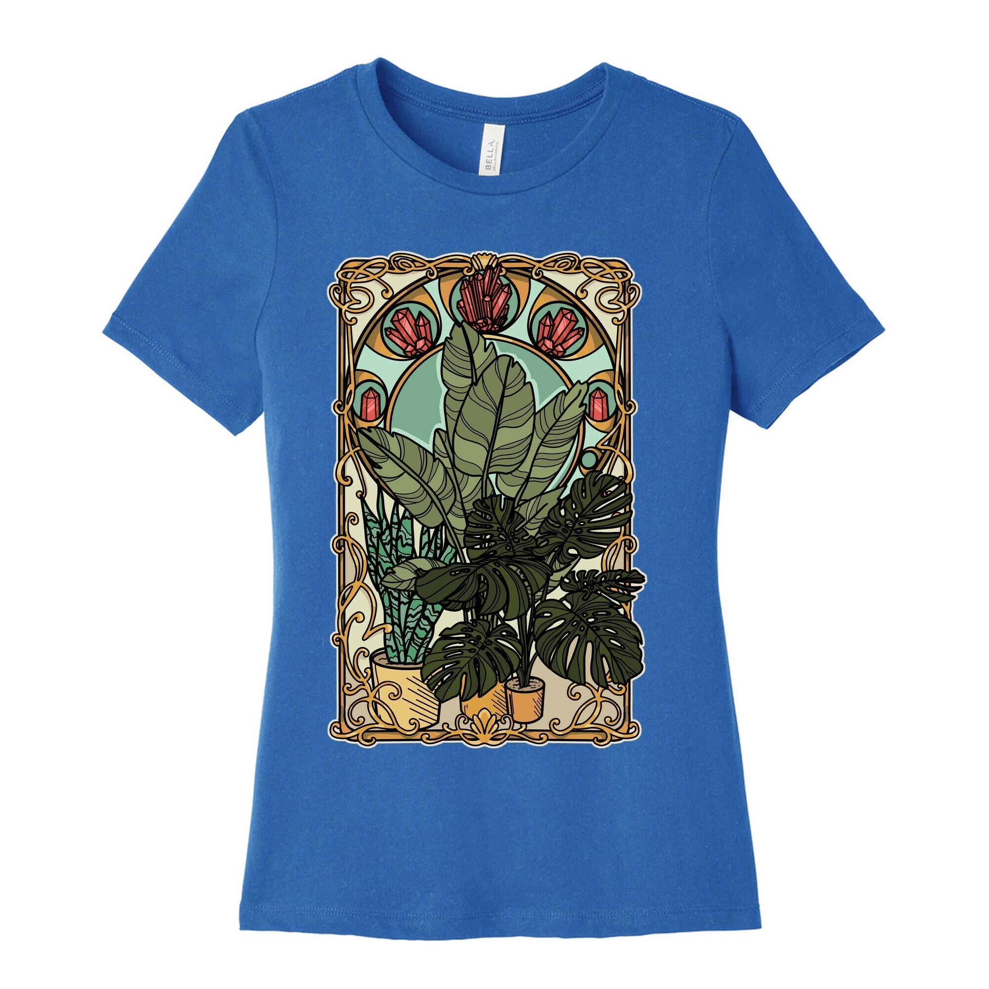 Art Nouveau House Plants Women's Cotton Tee Hoodie, Sweatshirt | PureTeeCo.com (Image 3)