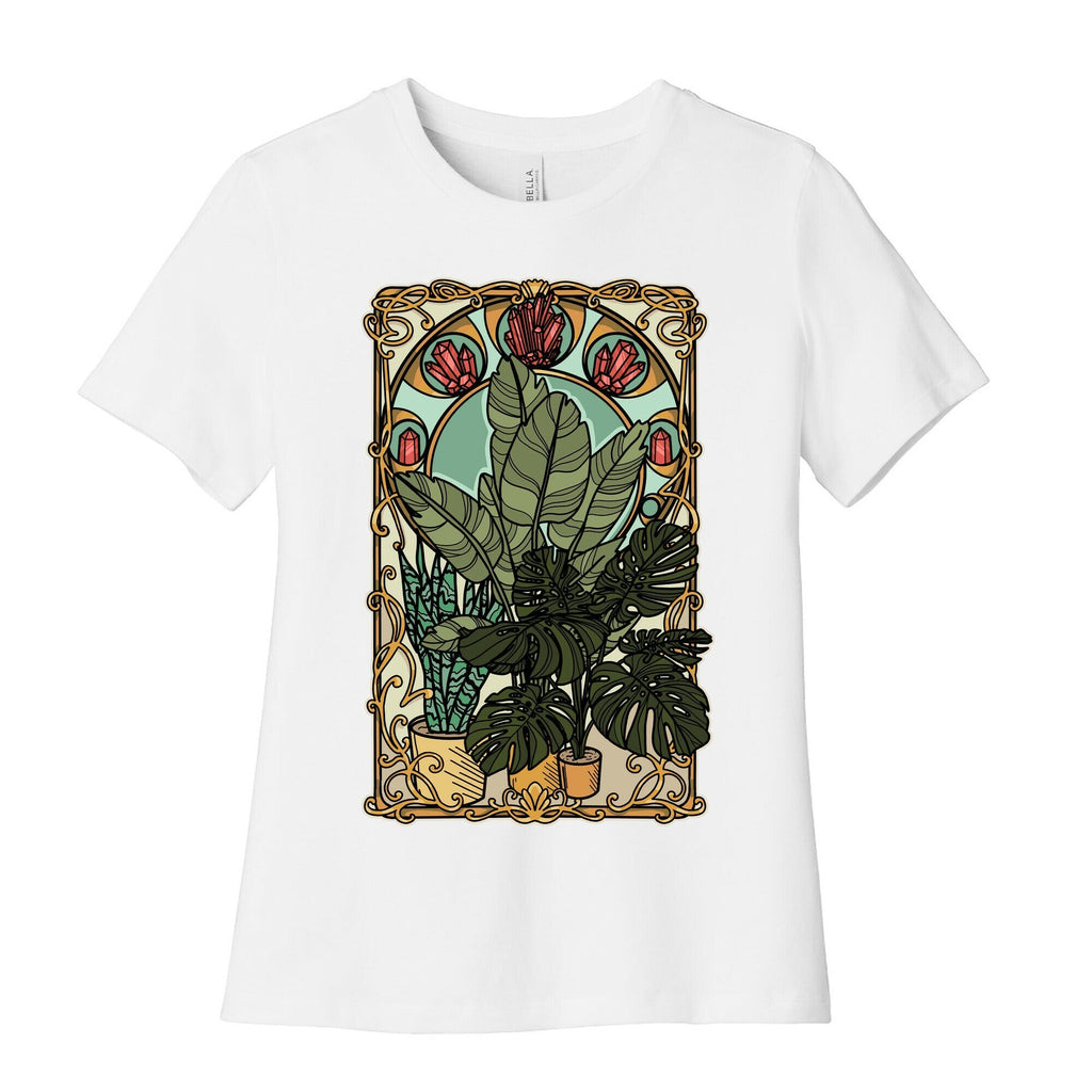 Art Nouveau House Plants Women's Cotton Tee Hoodie, Sweatshirt | PureTeeCo.com (Image 4)