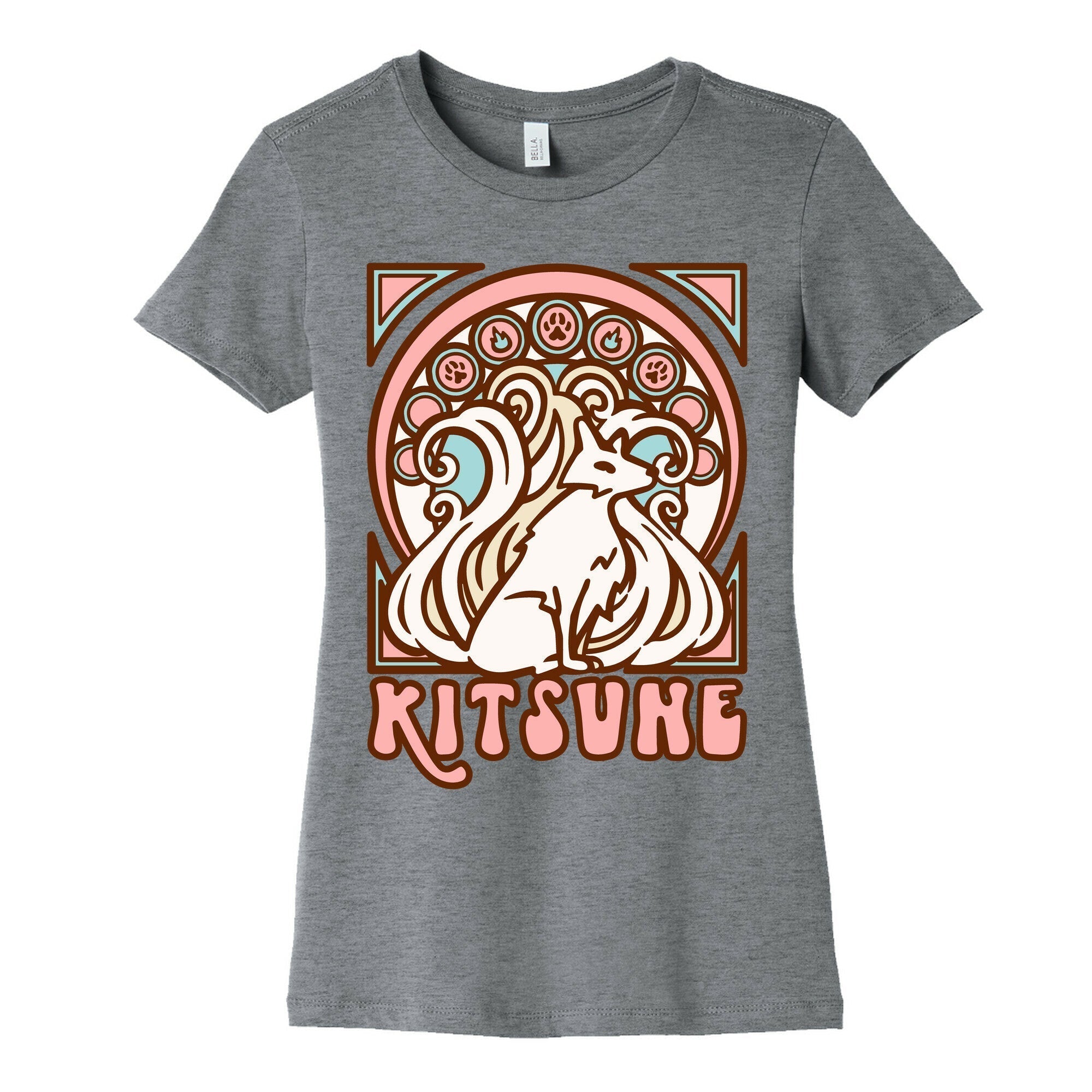 Art Nouveau Kitsune Women's Cotton Tee Hoodie, Sweatshirt | PureTeeCo.com (Image 2)
