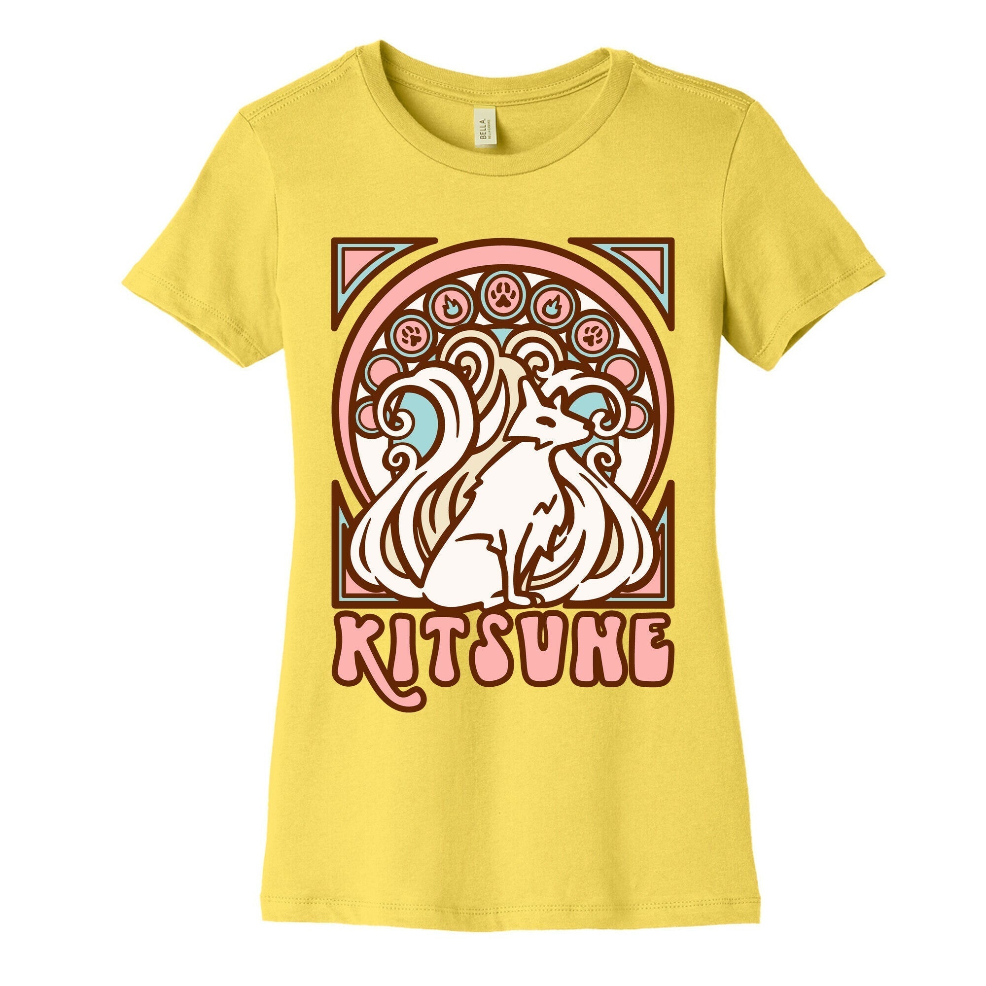 Art Nouveau Kitsune Women's Cotton Tee Hoodie, Sweatshirt | PureTeeCo.com (Image 3)