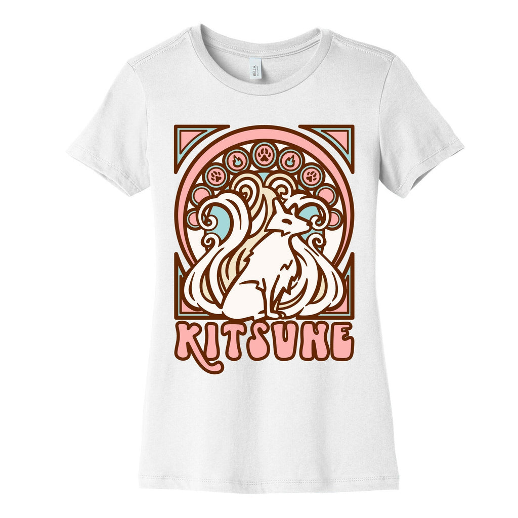 Art Nouveau Kitsune Women's Cotton Tee Hoodie, Sweatshirt | PureTeeCo.com (Image 4)
