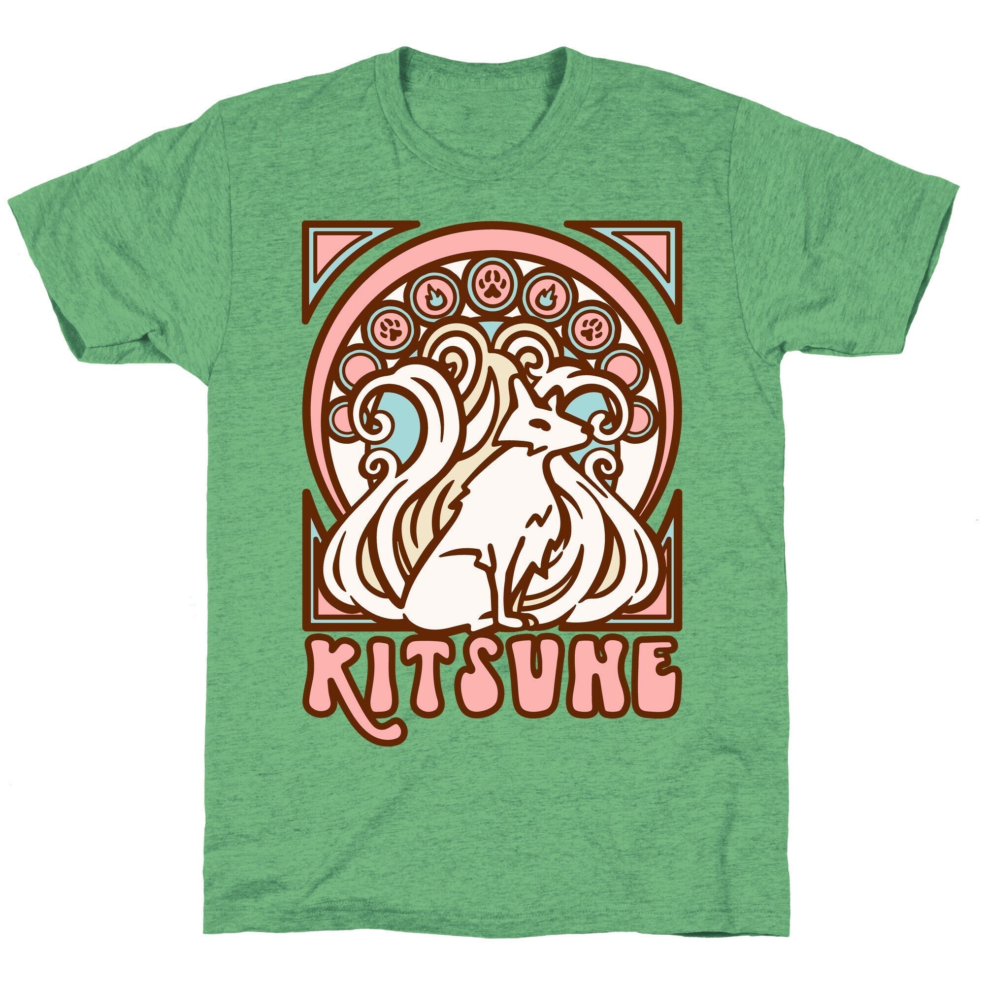 Art Nouveau Kitsune Unisex Triblend Tee Hoodie, Sweatshirt | PureTeeCo.com (Image 1)
