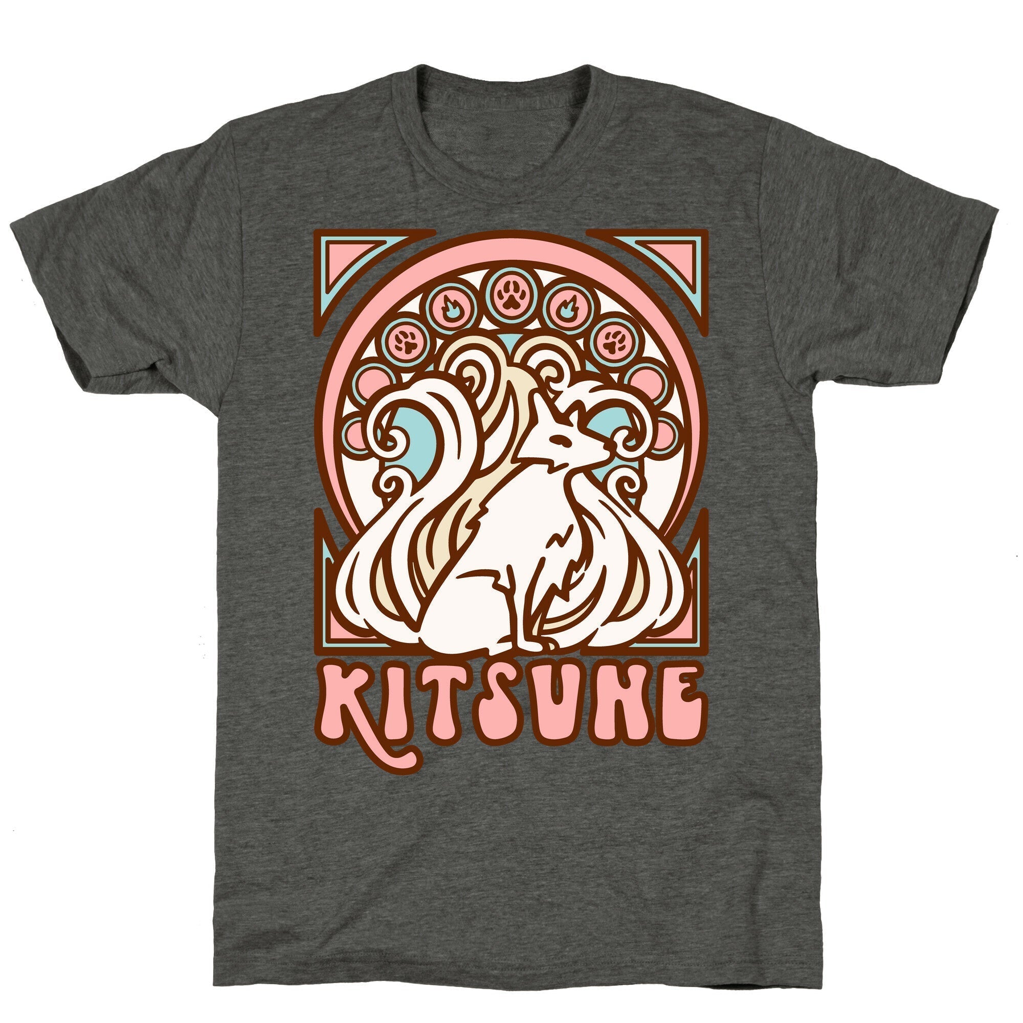Art Nouveau Kitsune Unisex Triblend Tee Hoodie, Sweatshirt | PureTeeCo.com (Image 2)