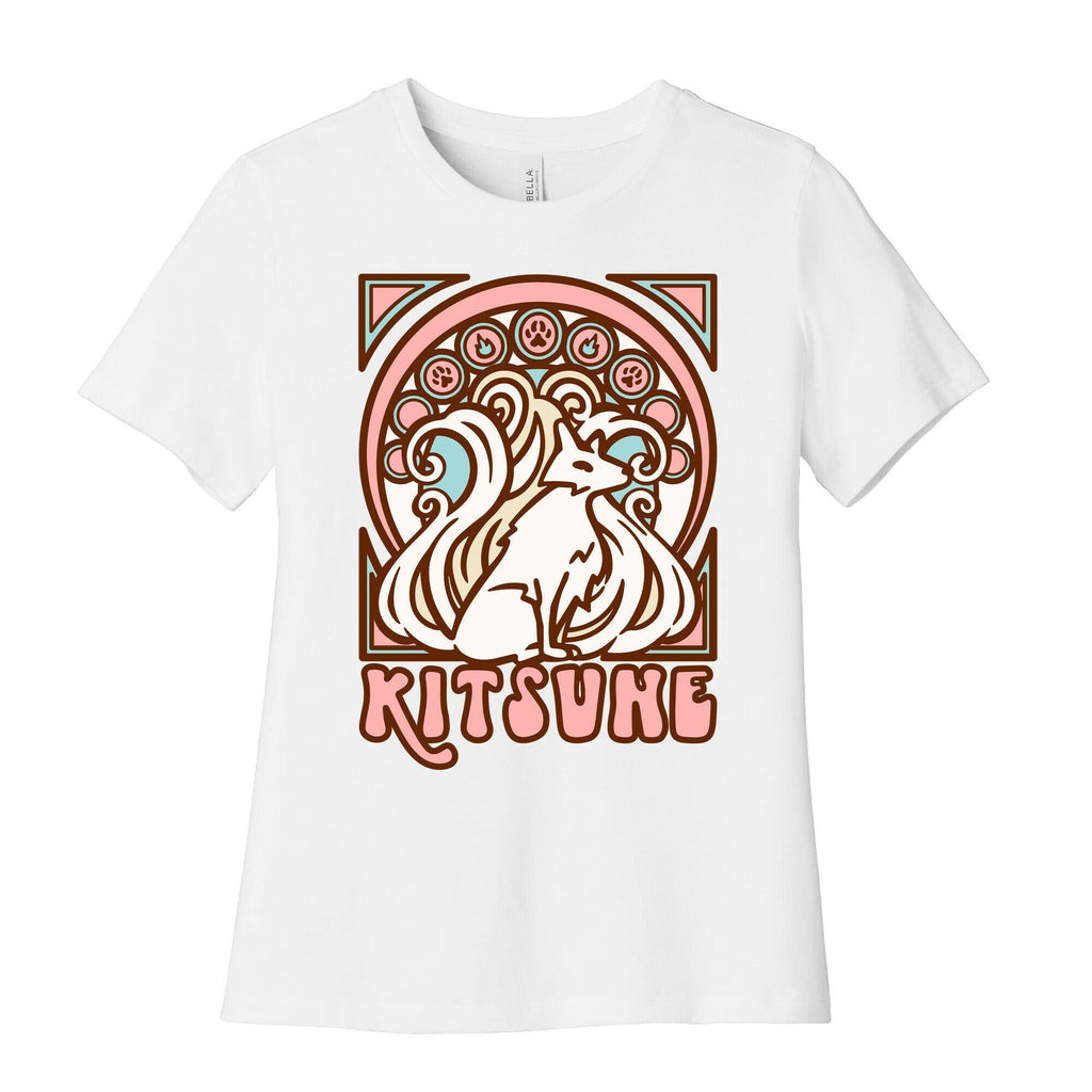Art Nouveau Kitsune Women's Cotton Tee Hoodie, Sweatshirt | PureTeeCo.com (Image 1)