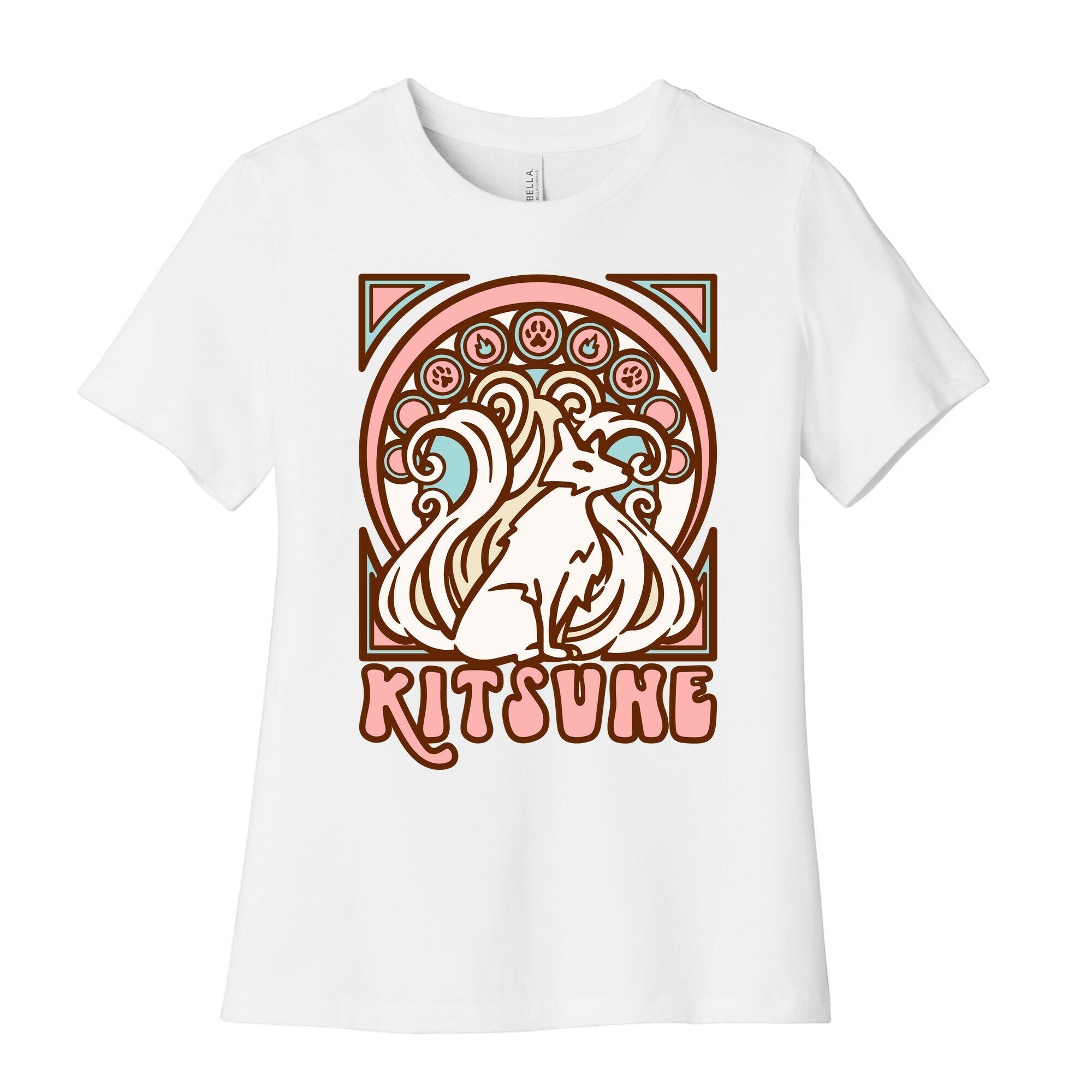 Art Nouveau Kitsune Women's Cotton Tee Hoodie, Sweatshirt | PureTeeCo.com (Image 1)