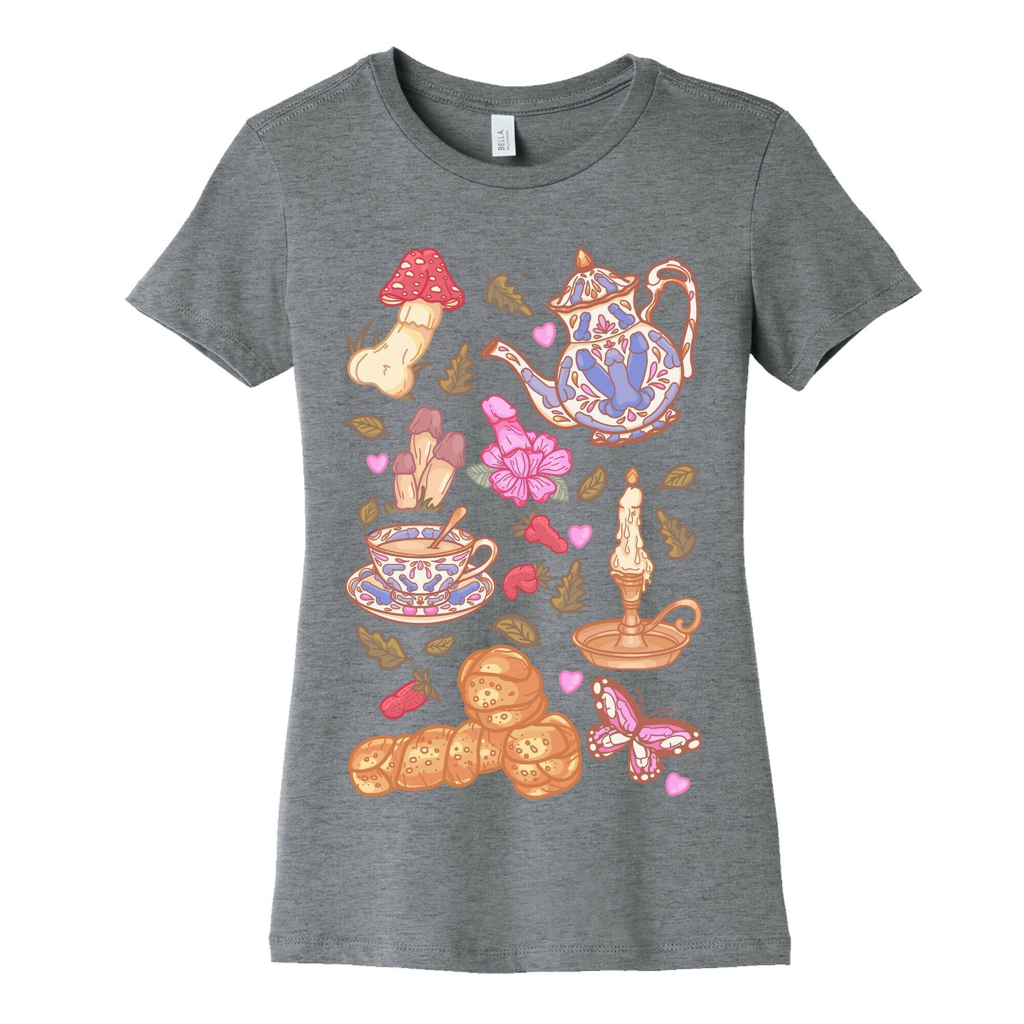 Cottagecore Peens Pattern Women's Cotton Tee Hoodie, Sweatshirt | PureTeeCo.com (Image 5)