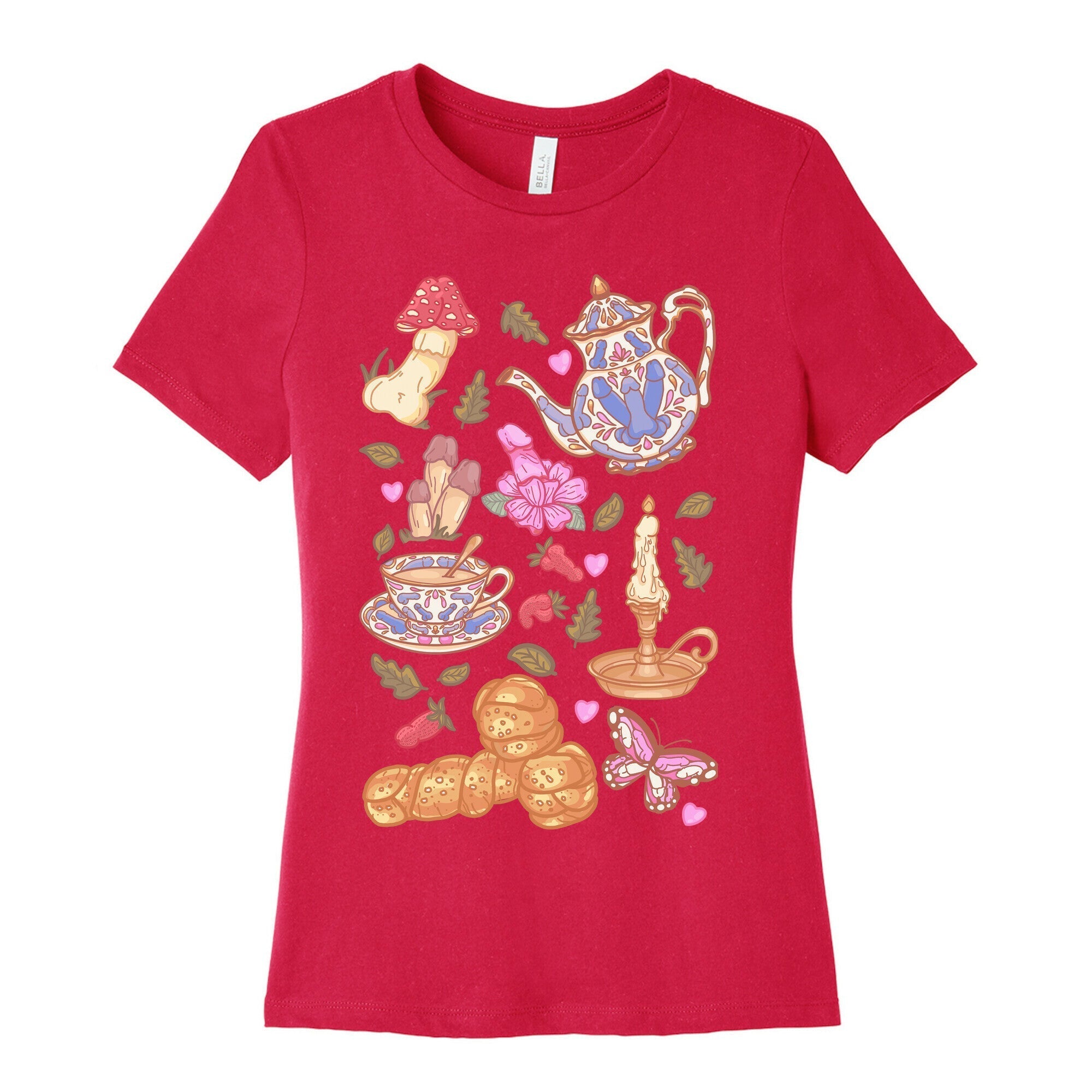 Cottagecore Peens Pattern Women's Cotton Tee Hoodie, Sweatshirt | PureTeeCo.com (Image 2)