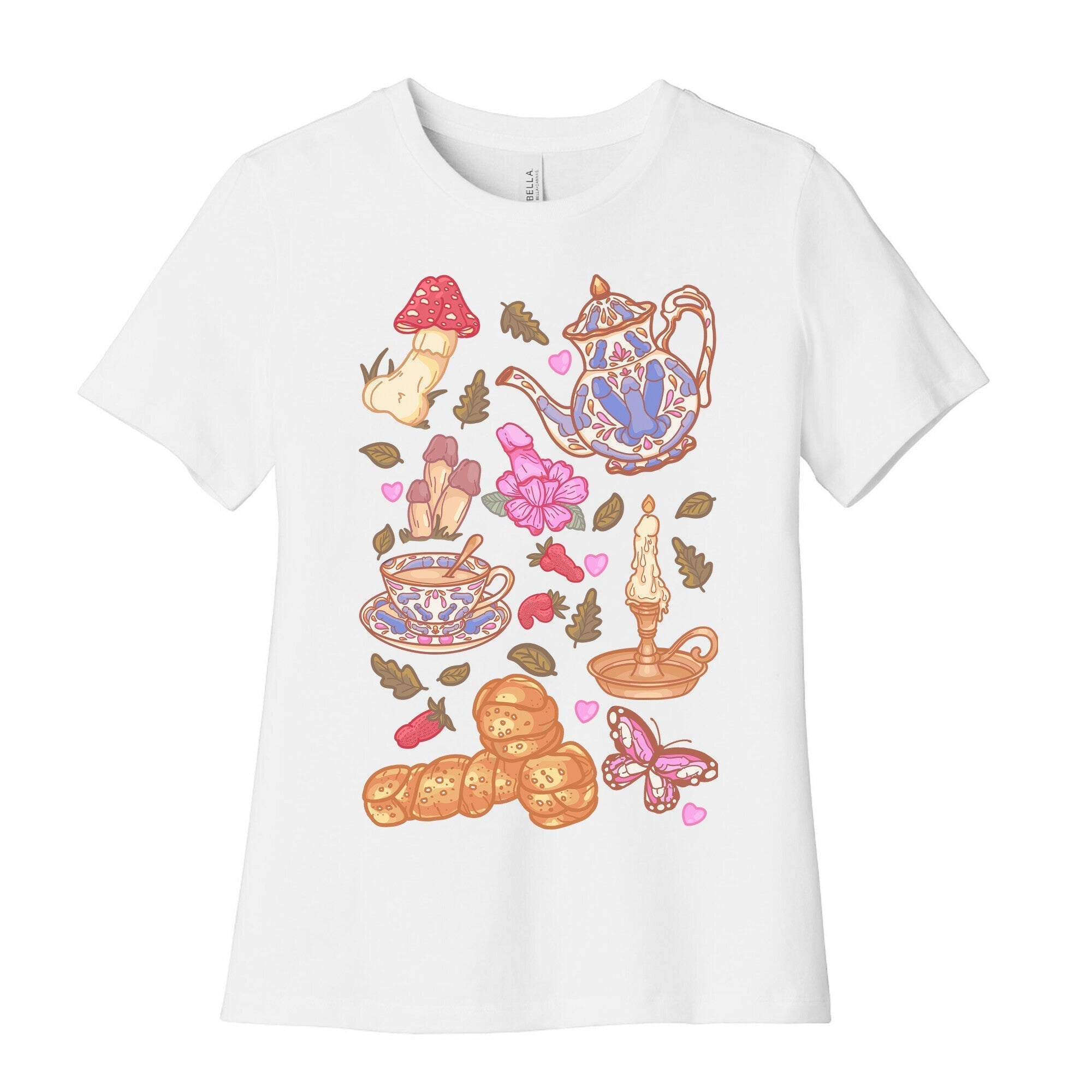 Cottagecore Peens Pattern Women's Cotton Tee Hoodie, Sweatshirt | PureTeeCo.com (Image 4)
