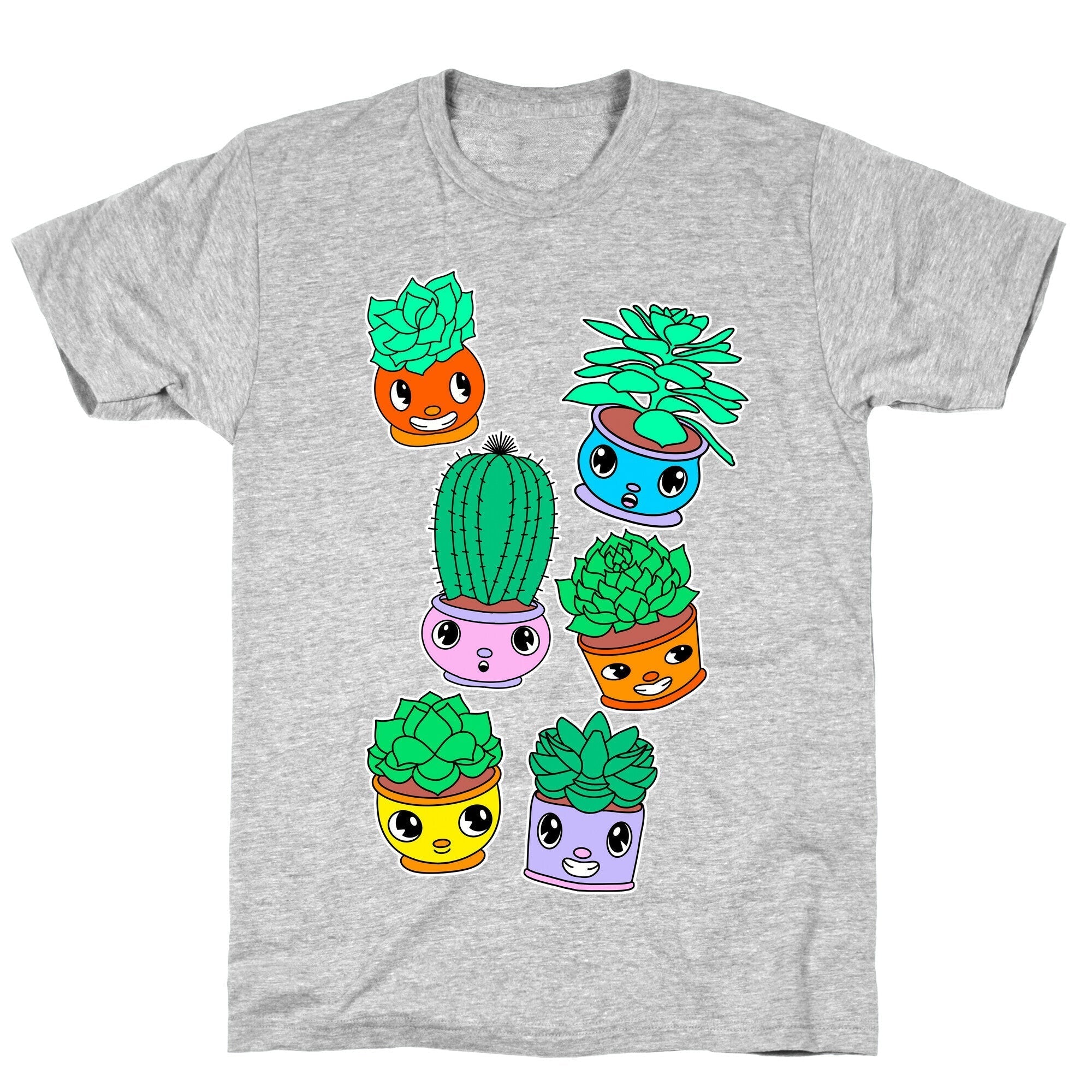 Cute Cartoon Succulents T-Shirt Hoodie, Sweatshirt | PureTeeCo.com (Image 2)