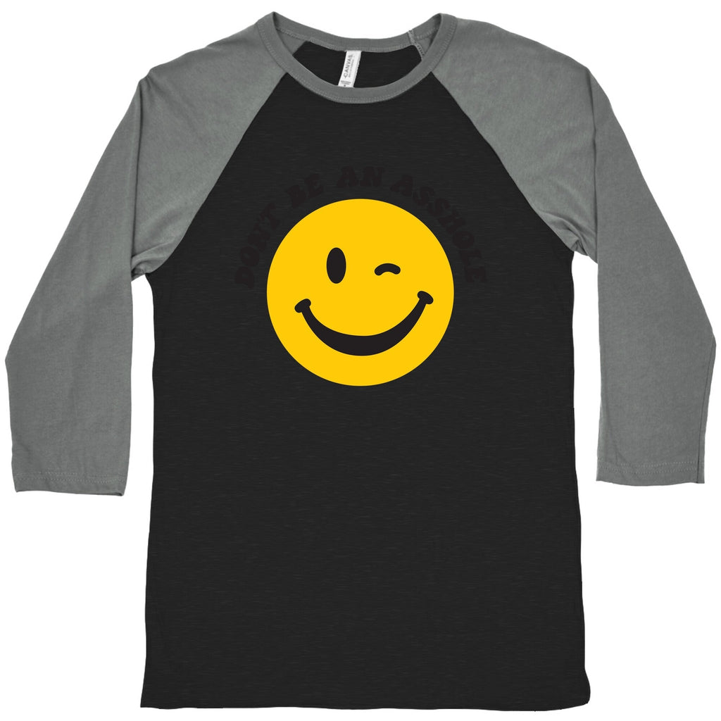 Don't Be An Asshole Winking Smiley Baseball Tee Hoodie, Sweatshirt | PureTeeCo.com (Image 3)