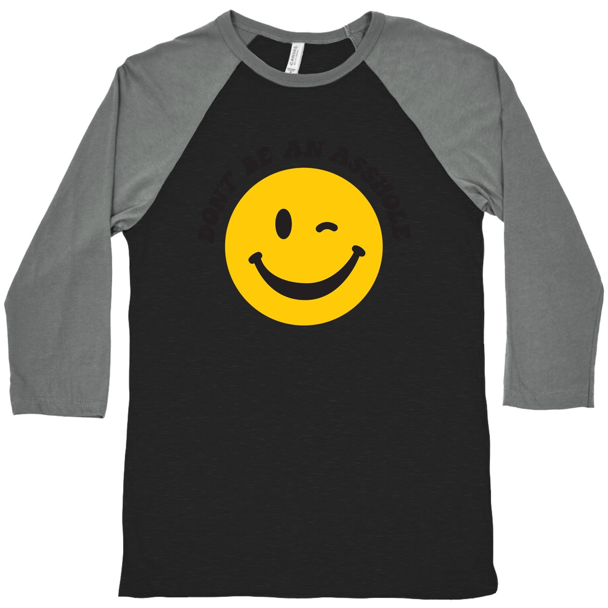 Don't Be An Asshole Winking Smiley Baseball Tee Hoodie, Sweatshirt | PureTeeCo.com (Image 3)