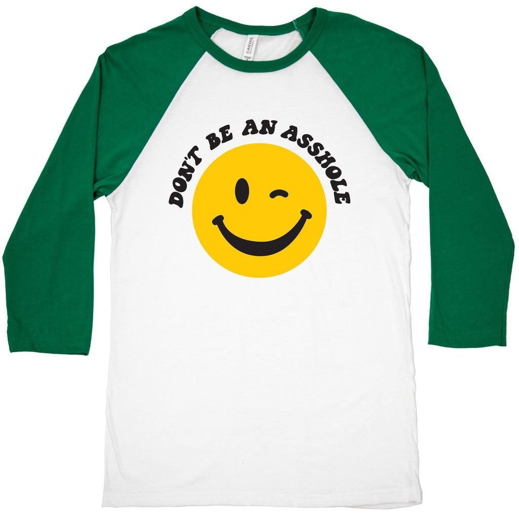 Don't Be An Asshole Winking Smiley Baseball Tee Hoodie, Sweatshirt | PureTeeCo.com (Image 2)