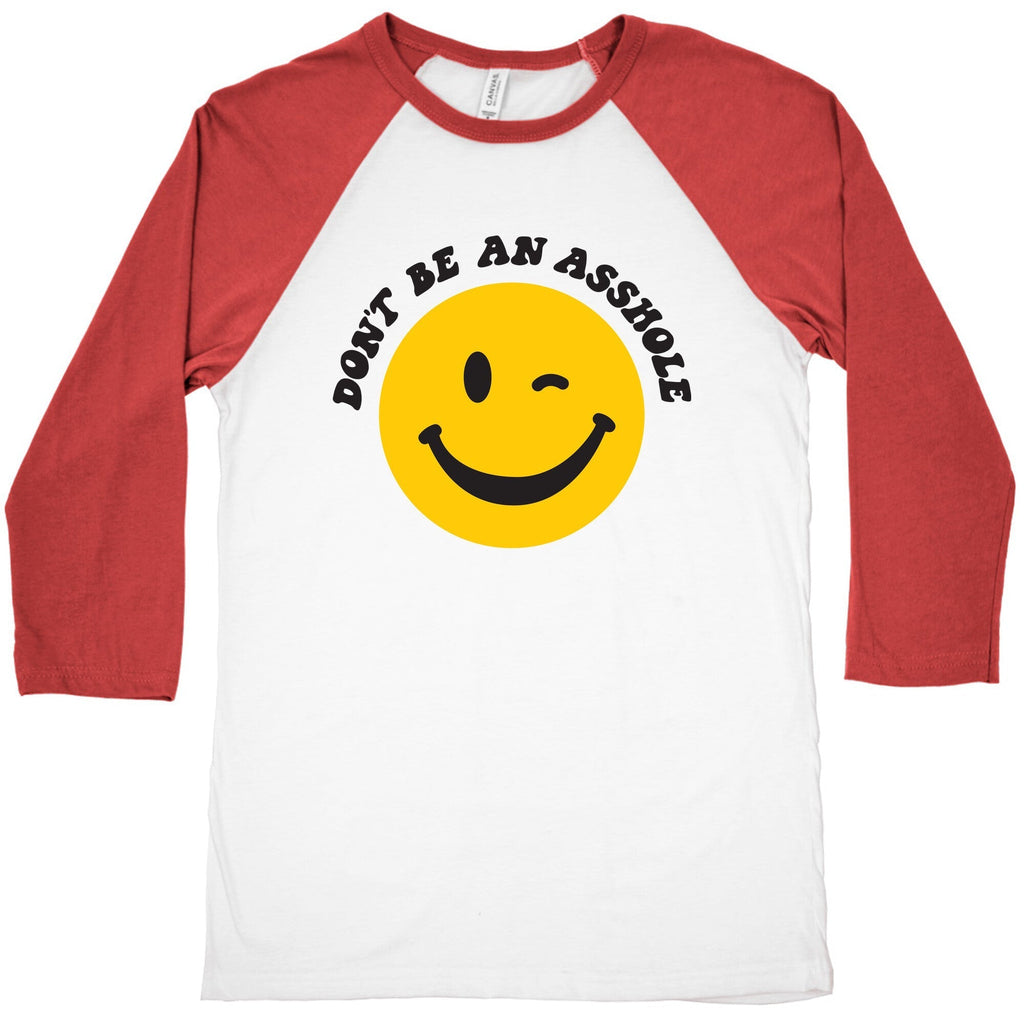 Don't Be An Asshole Winking Smiley Baseball Tee Hoodie, Sweatshirt | PureTeeCo.com (Image 1)
