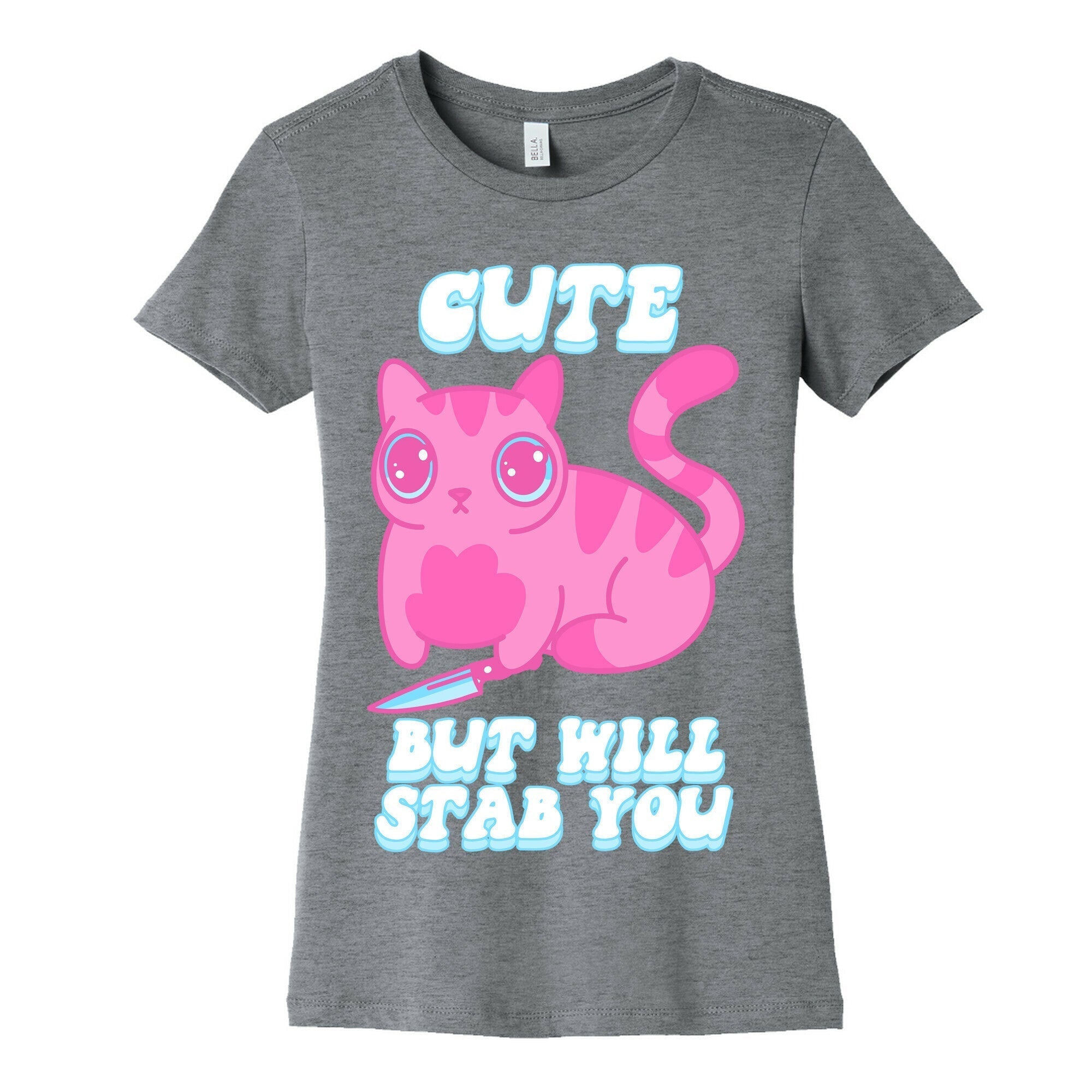 Cute But Will Stab You Cat Women's Cotton Tee Hoodie, Sweatshirt | PureTeeCo.com (Image 1)