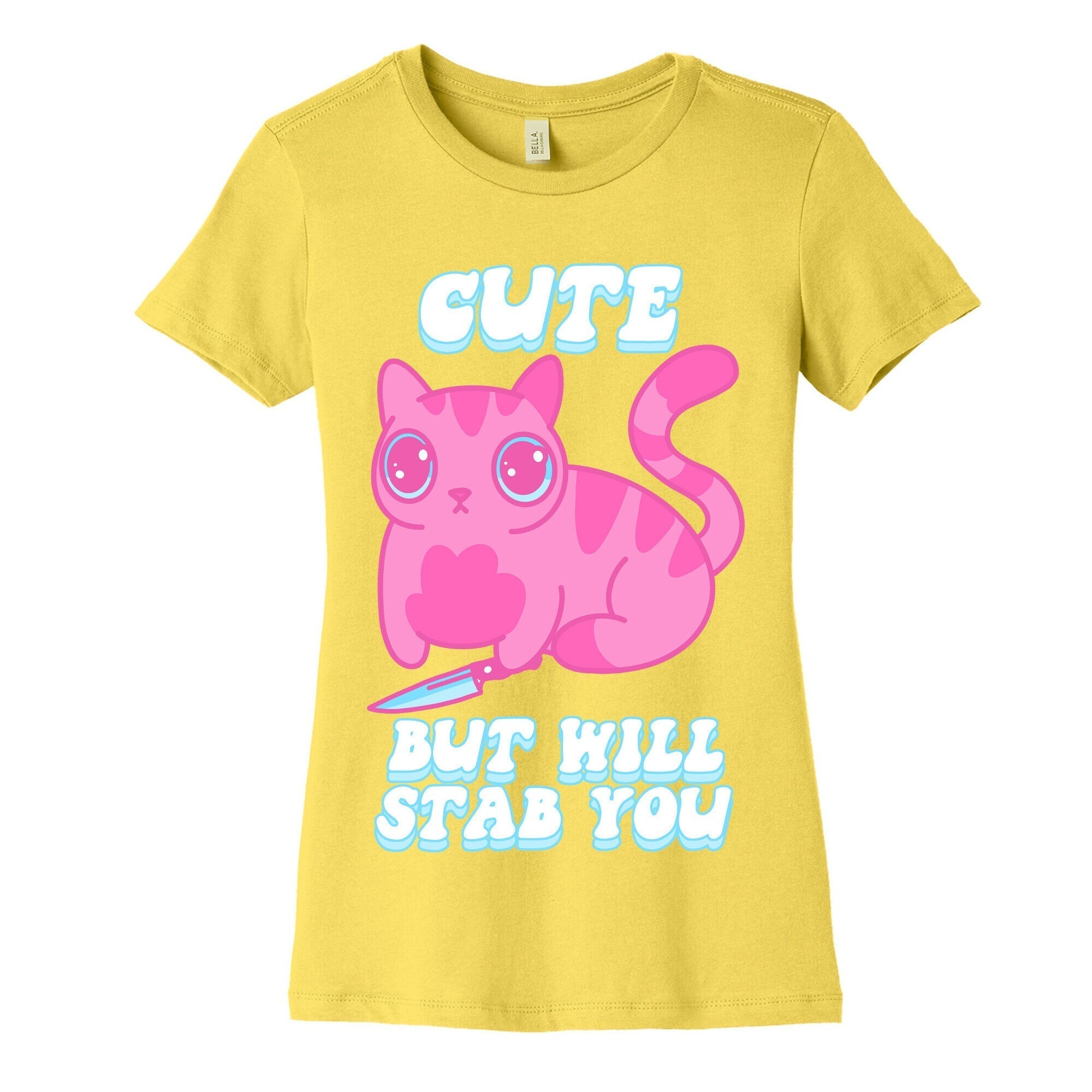 Cute But Will Stab You Cat Women's Cotton Tee Hoodie, Sweatshirt | PureTeeCo.com (Image 2)