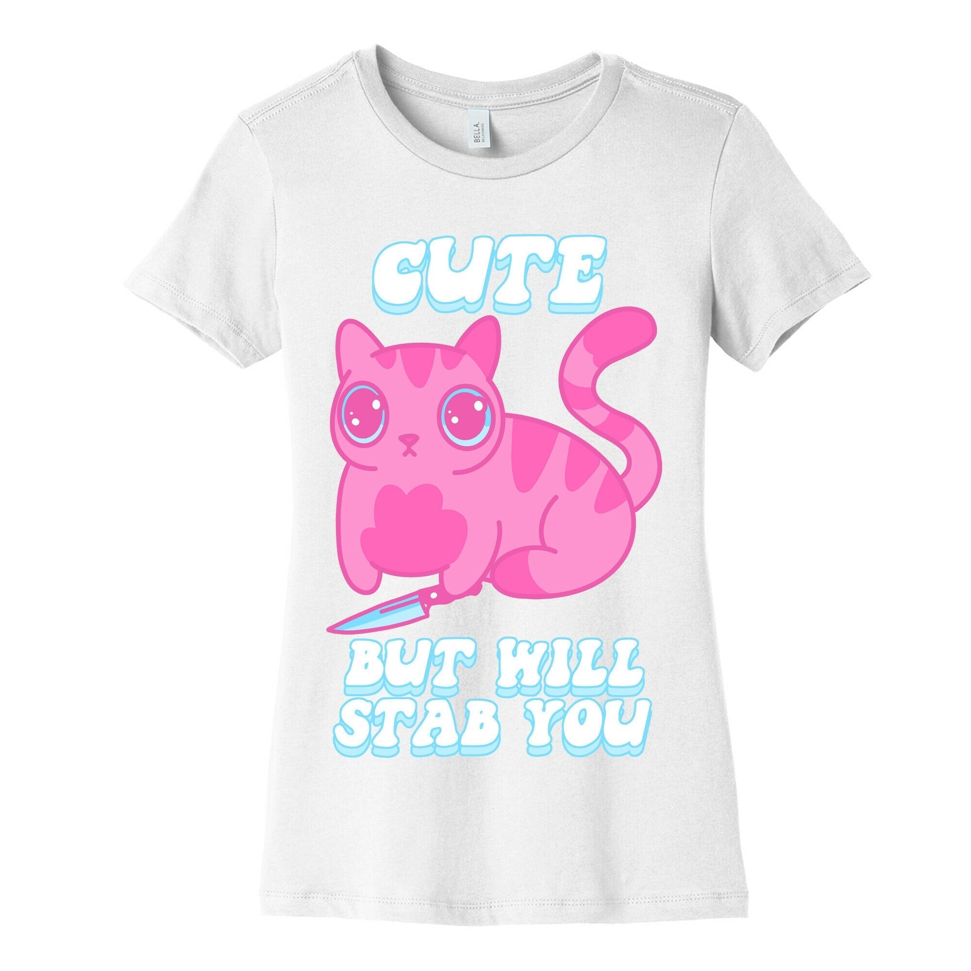 Cute But Will Stab You Cat Women's Cotton Tee Hoodie, Sweatshirt | PureTeeCo.com (Image 3)