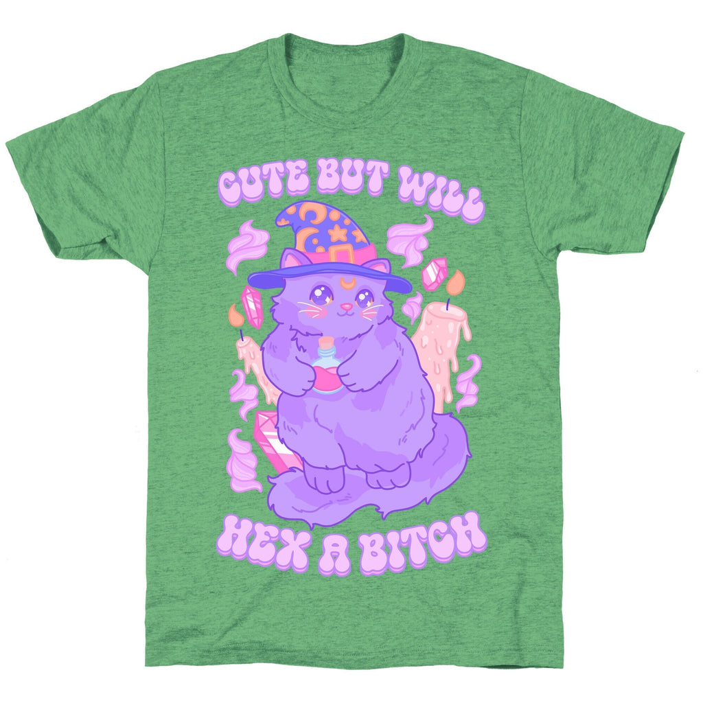 Cute But Will Hex a Bitch Cat Unisex Triblend Tee Hoodie, Sweatshirt | PureTeeCo.com (Image 2)