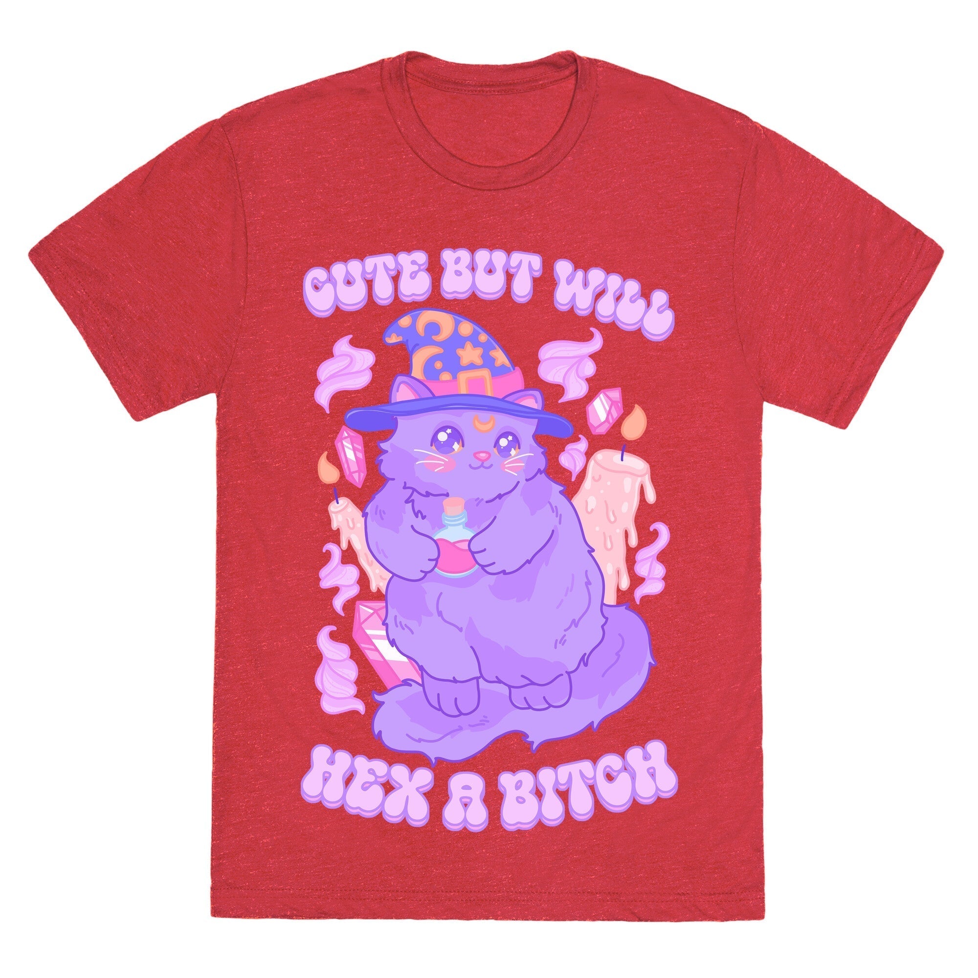 Cute But Will Hex a Bitch Cat Unisex Triblend Tee Hoodie, Sweatshirt | PureTeeCo.com (Image 4)