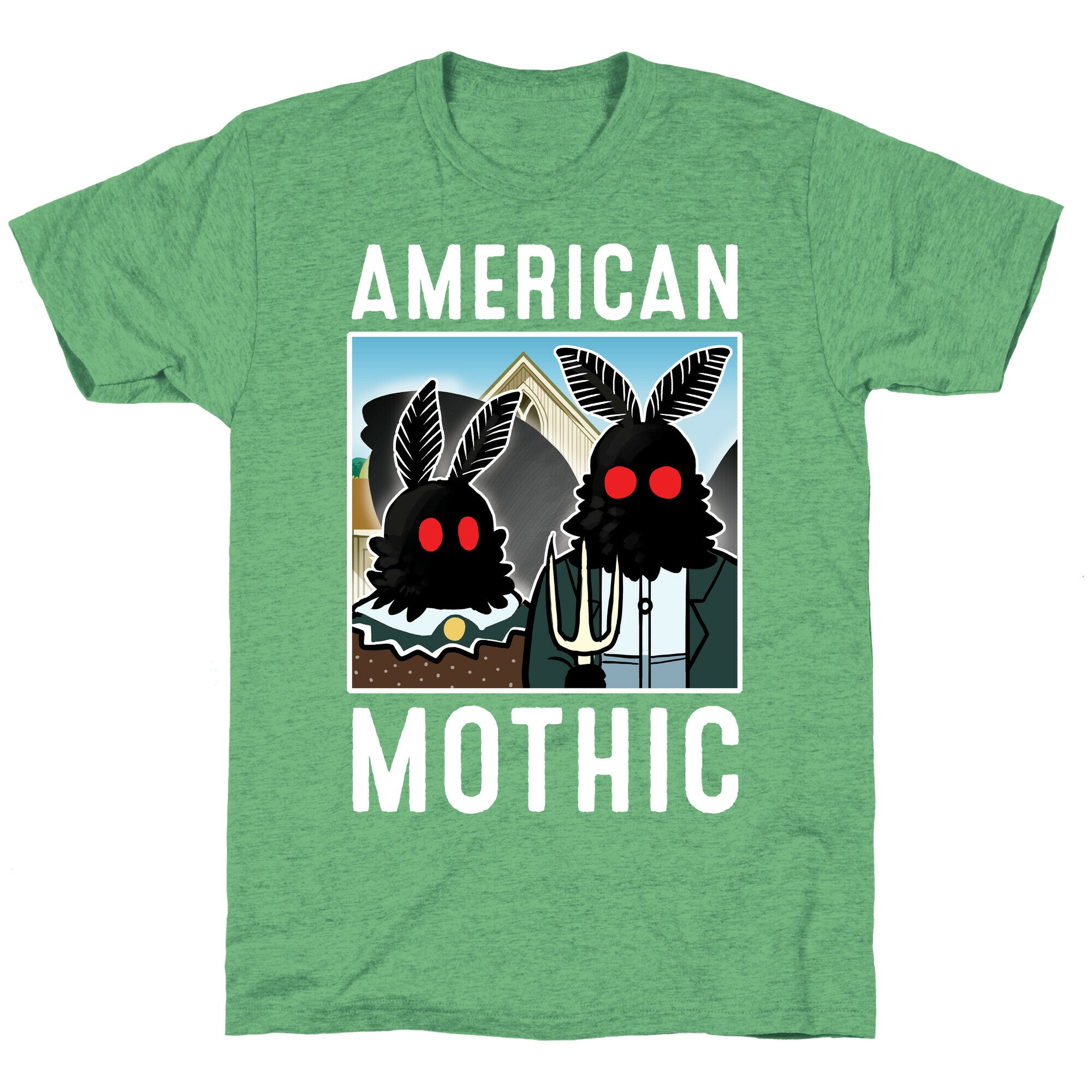 American Mothic Unisex Triblend Tee Hoodie, Sweatshirt | PureTeeCo.com (Image 2)