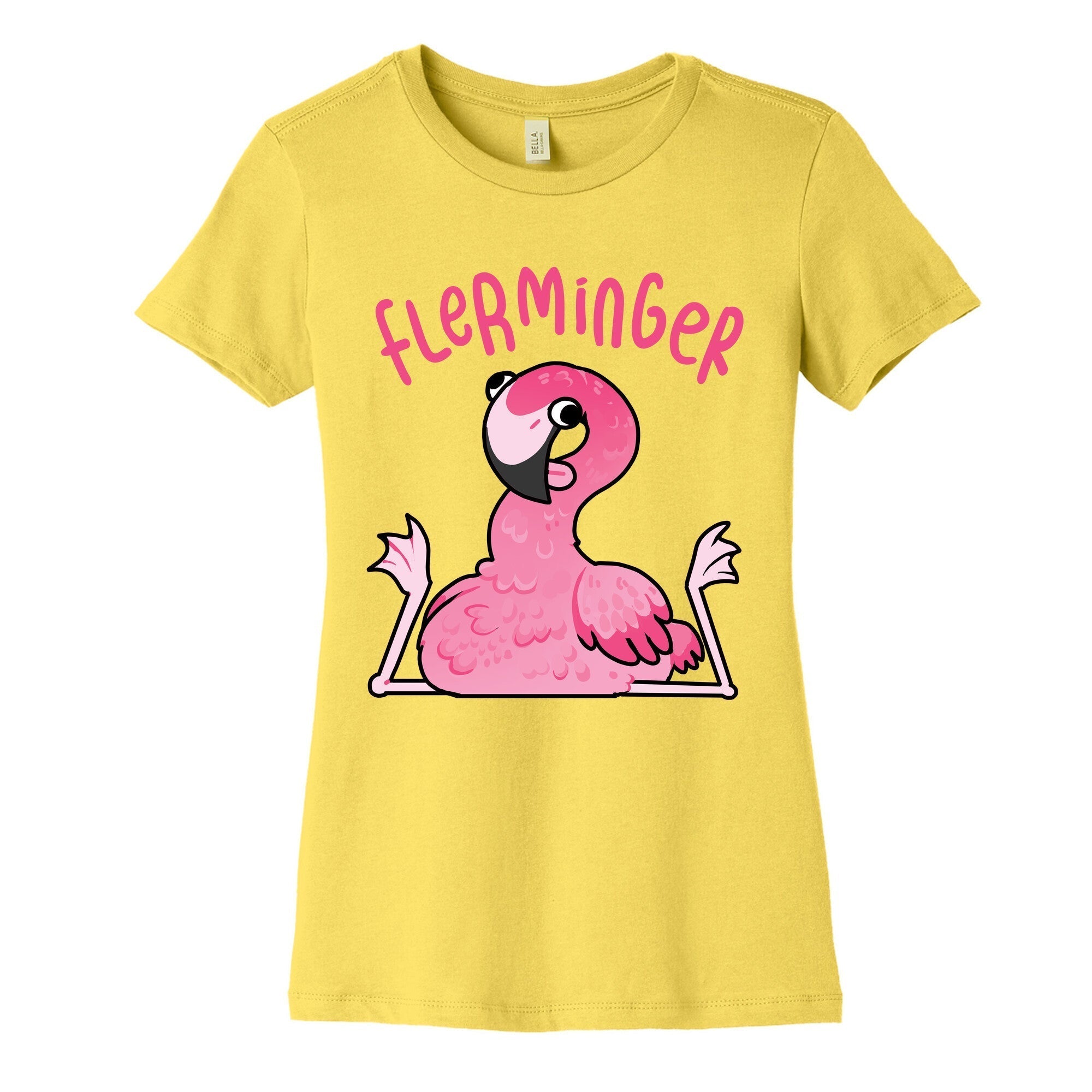 Derpy Flamingo Flerminger Women's Cotton Tee Hoodie, Sweatshirt | PureTeeCo.com (Image 2)