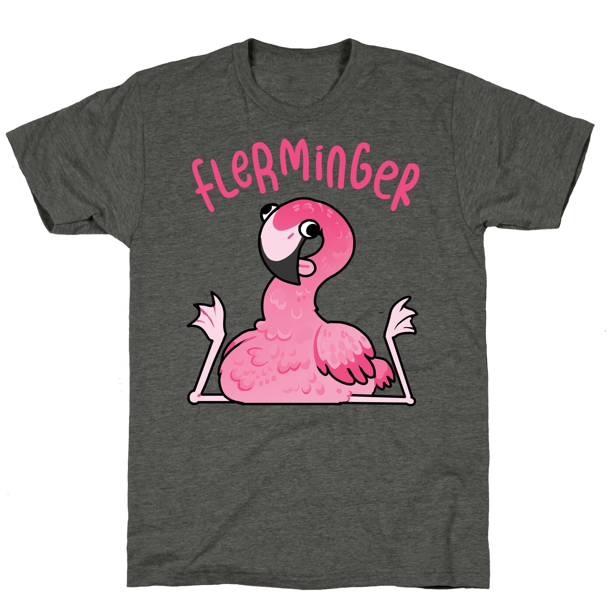 Derpy Flamingo Flerminger Unisex Triblend Tee Hoodie, Sweatshirt | PureTeeCo.com (Image 2)