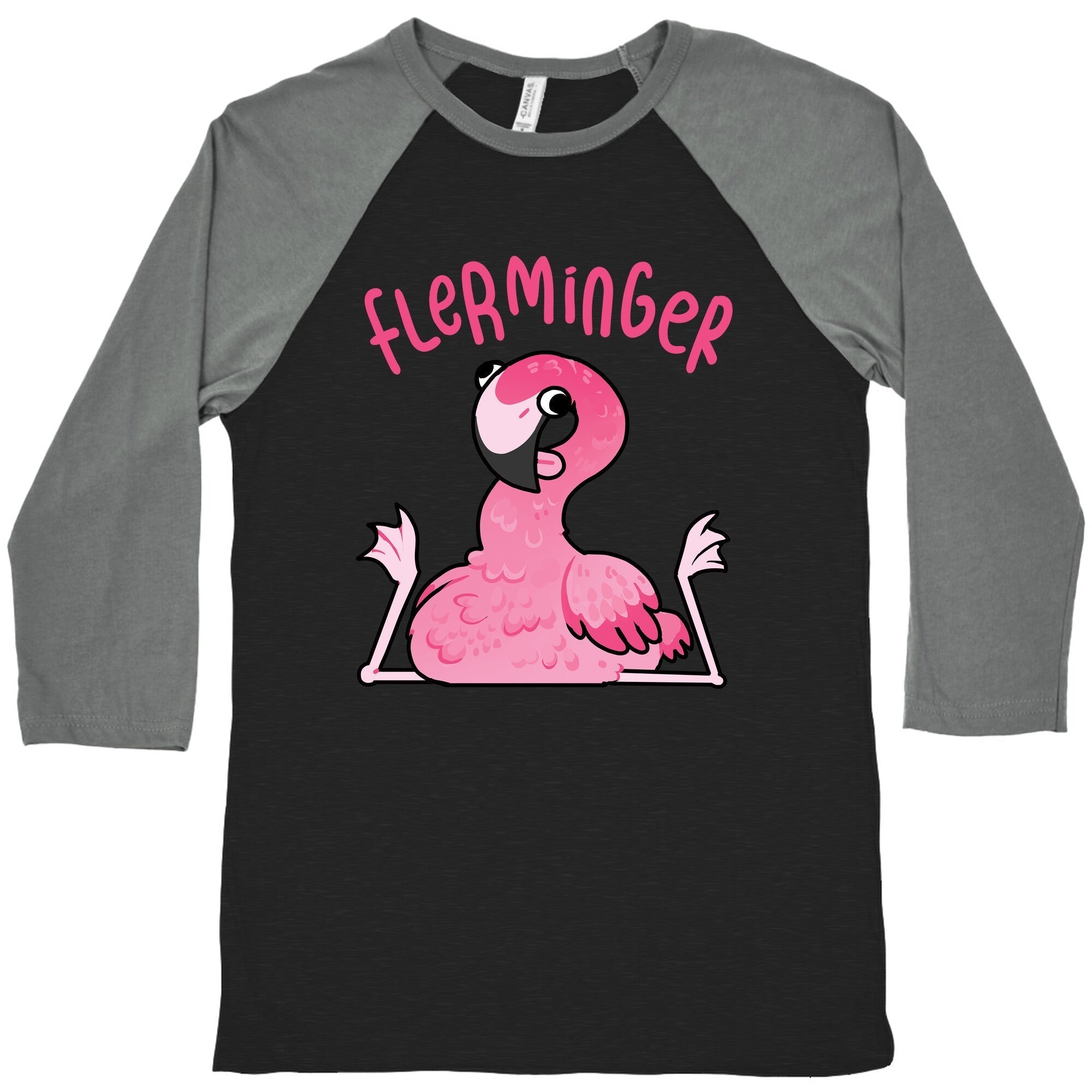 Derpy Flamingo Flerminger Baseball Tee Hoodie, Sweatshirt | PureTeeCo.com (Image 3)