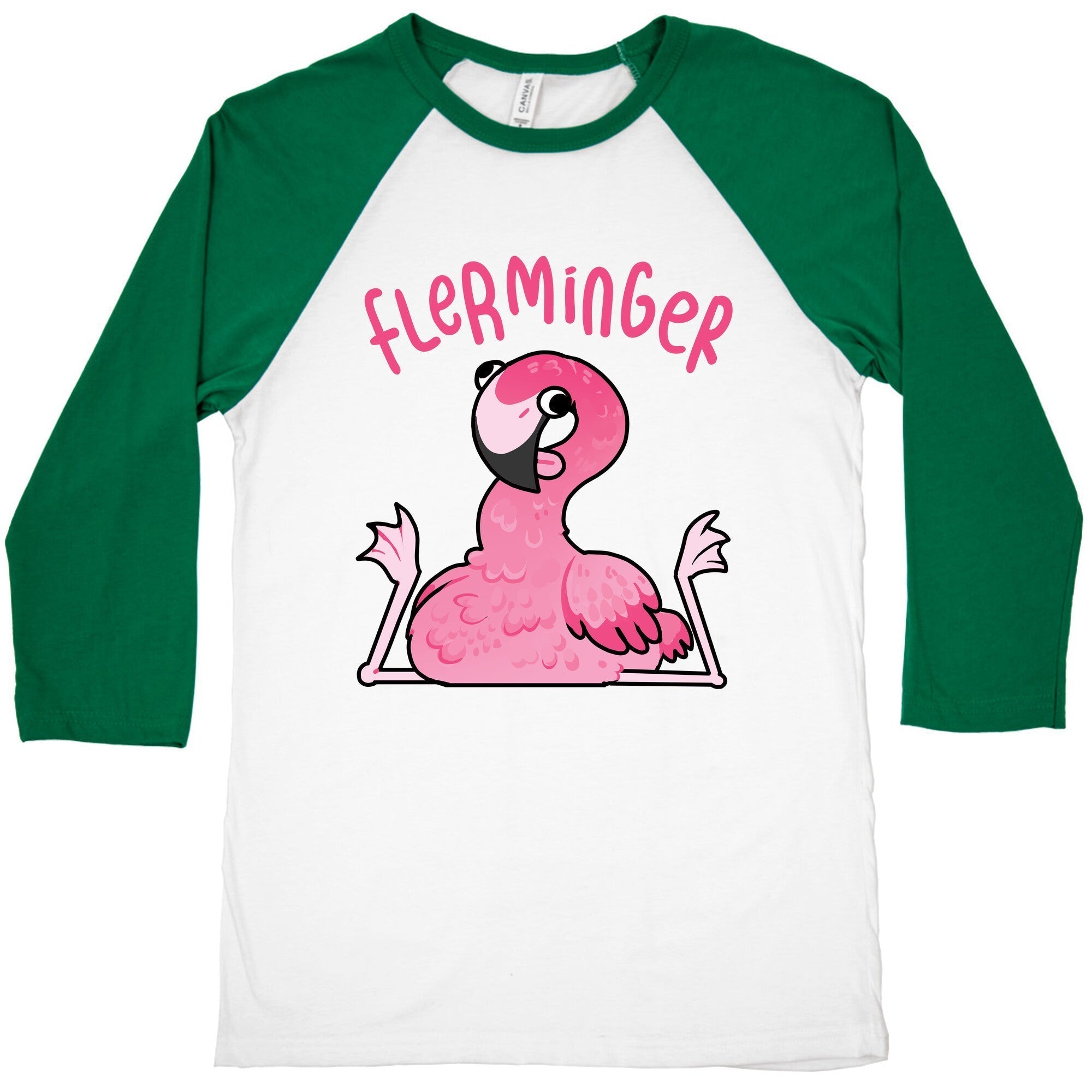 Derpy Flamingo Flerminger Baseball Tee Hoodie, Sweatshirt | PureTeeCo.com (Image 2)