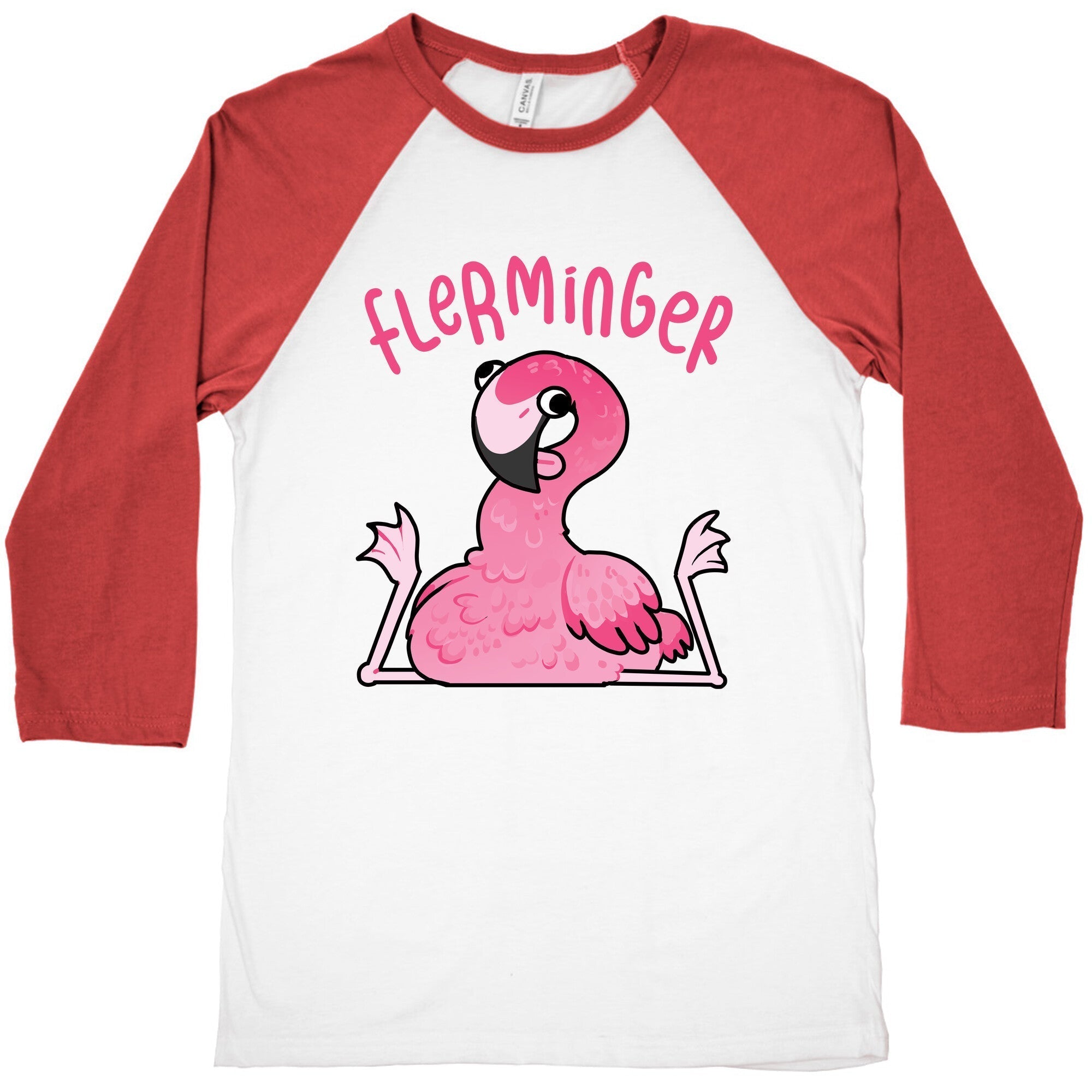Derpy Flamingo Flerminger Baseball Tee Hoodie, Sweatshirt | PureTeeCo.com (Image 1)