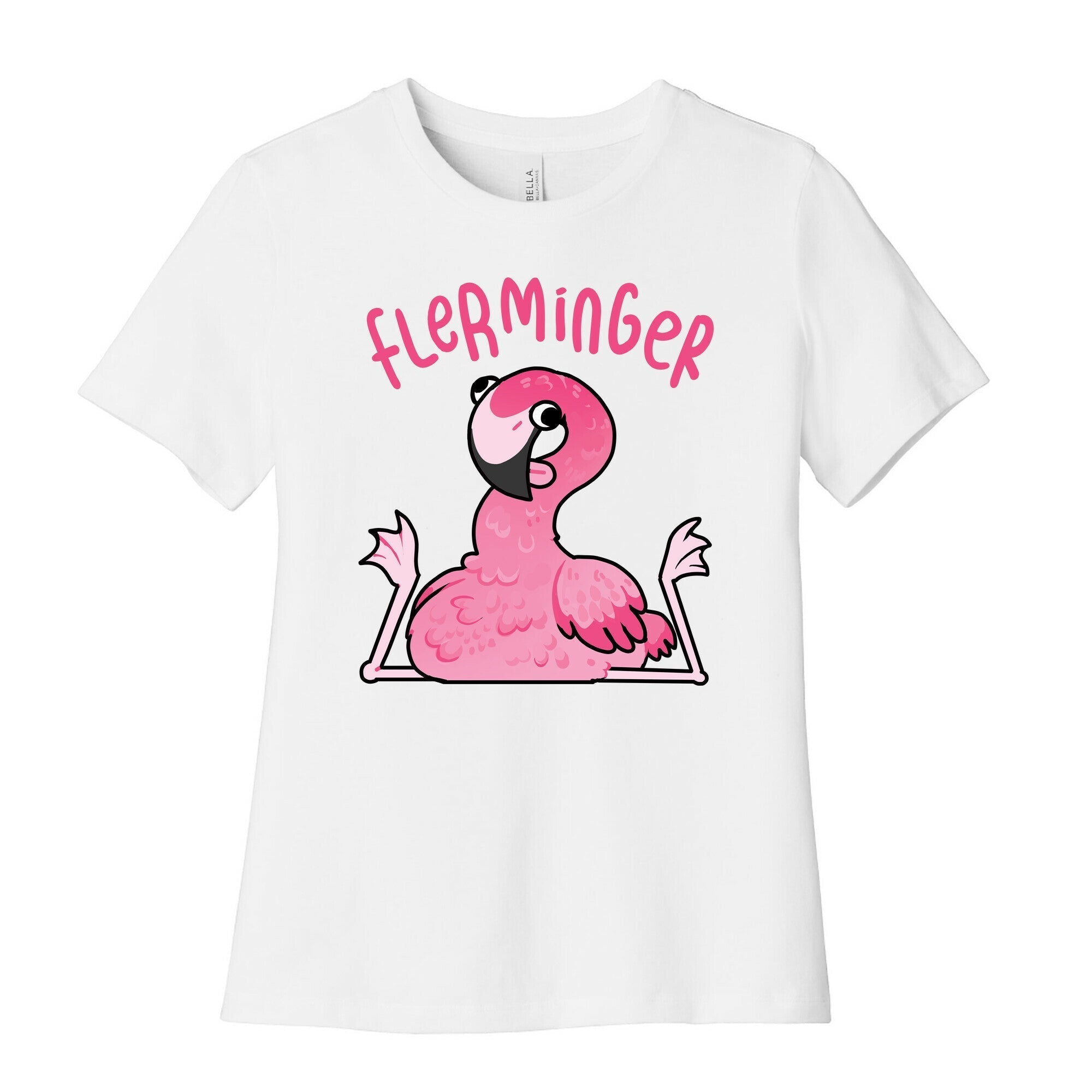 Derpy Flamingo Flerminger Women's Cotton Tee Hoodie, Sweatshirt | PureTeeCo.com (Image 4)