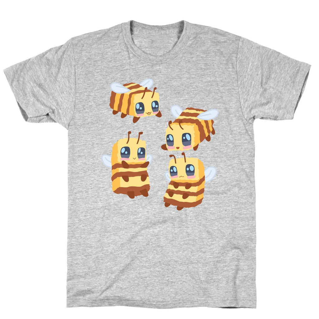 Cute Cubic Bee Pattern T-Shirt Hoodie, Sweatshirt | PureTeeCo.com (Image 2)