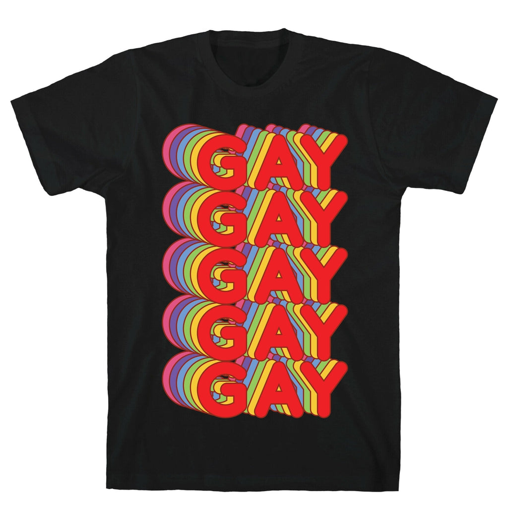 Gay Retro Rainbow T-Shirt Hoodie, Sweatshirt | PureTeeCo.com (Image 1)