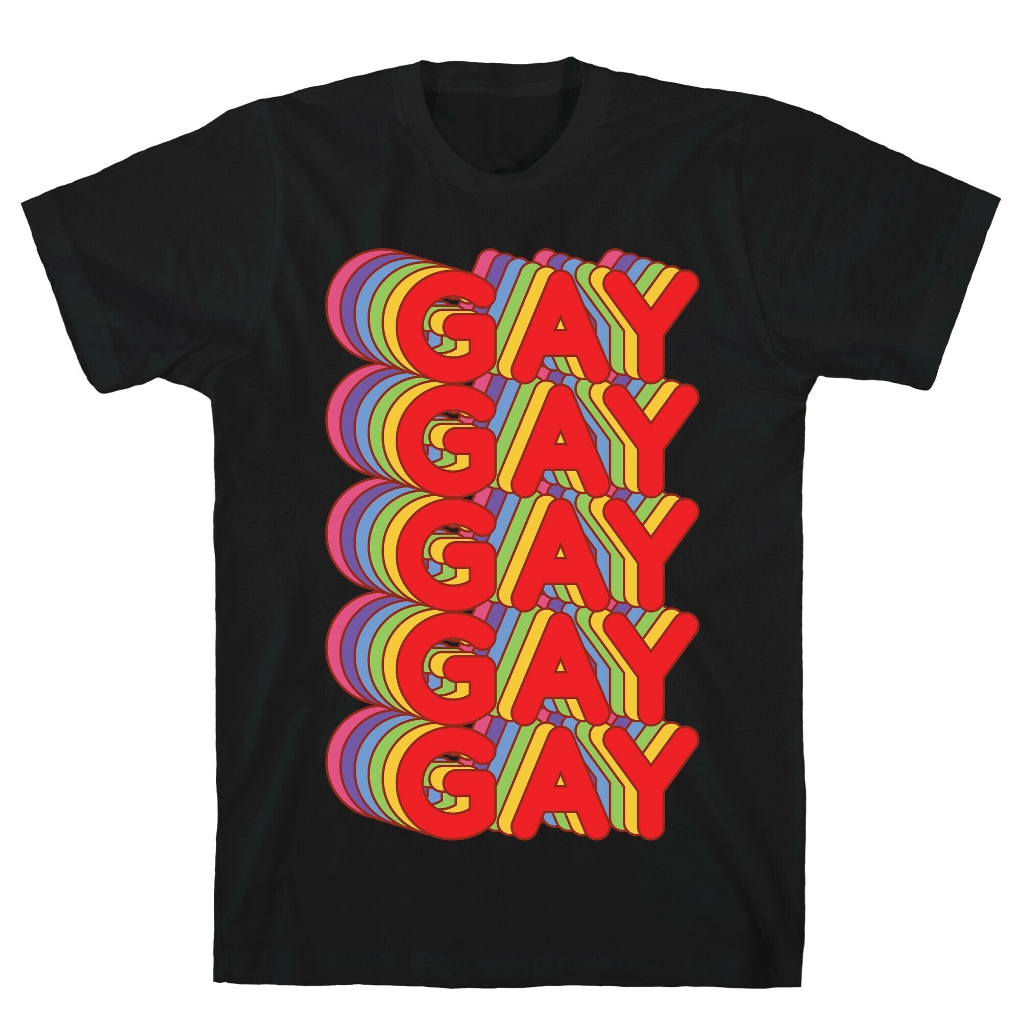 Gay Retro Rainbow T-Shirt Hoodie, Sweatshirt | PureTeeCo.com (Image 1)