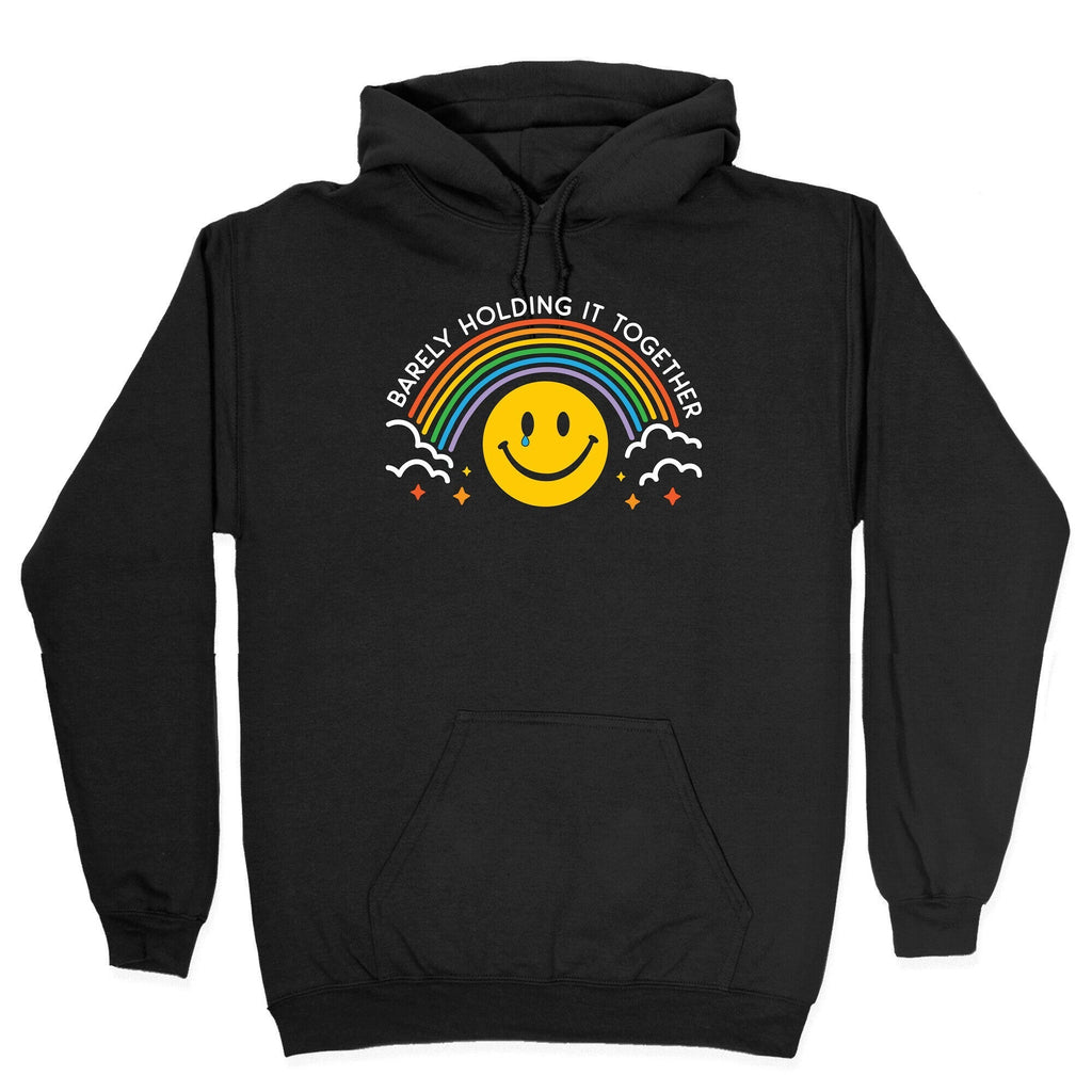 Barely Holding It Together Rainbow Smiley Hoodie T-Shirts, Sweatshirt | PureTeeCo.com (Image 2)
