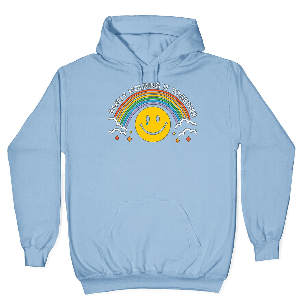 Barely Holding It Together Rainbow Smiley Hoodie T-Shirts, Sweatshirt | PureTeeCo.com (Image 4)