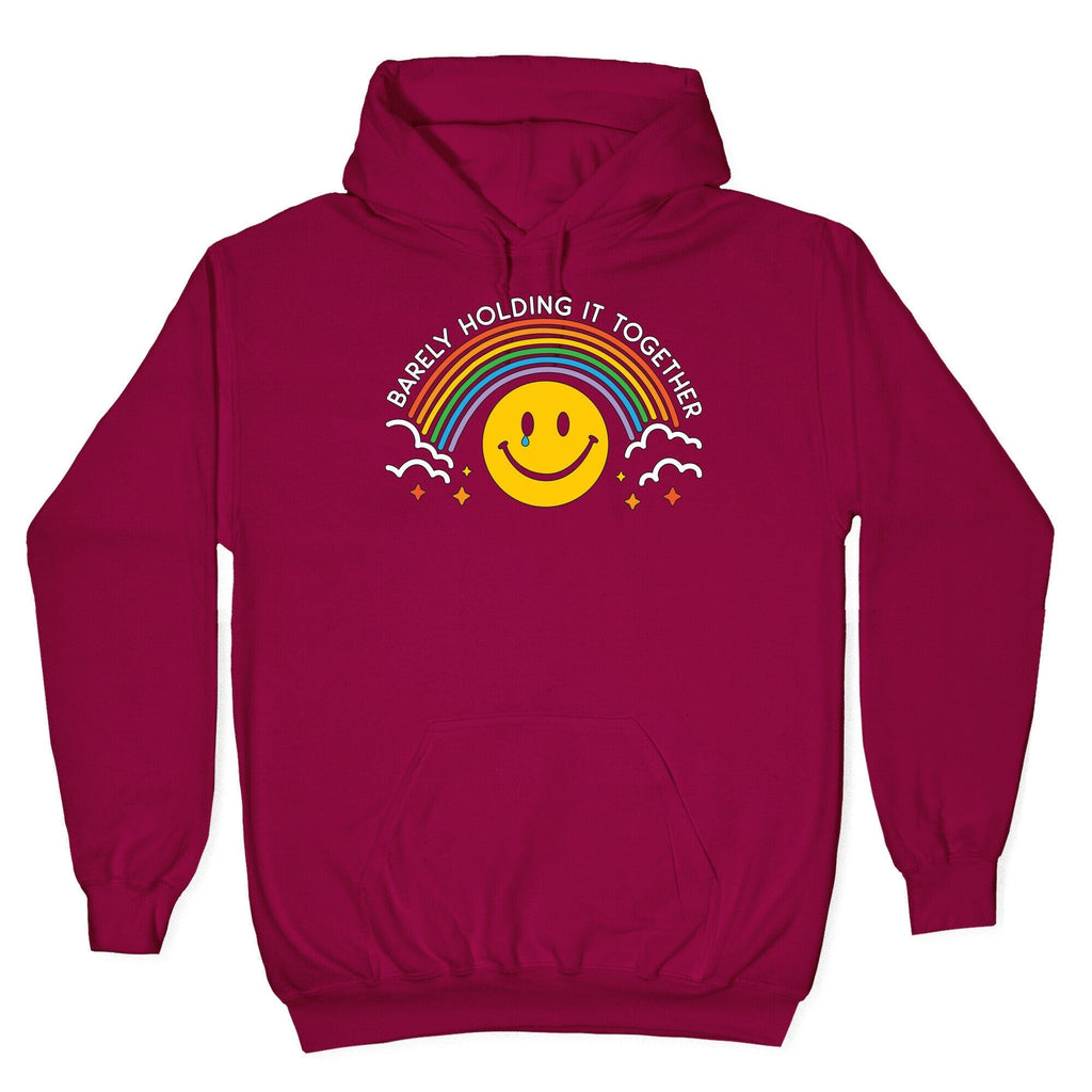 Barely Holding It Together Rainbow Smiley Hoodie T-Shirts, Sweatshirt | PureTeeCo.com (Image 5)