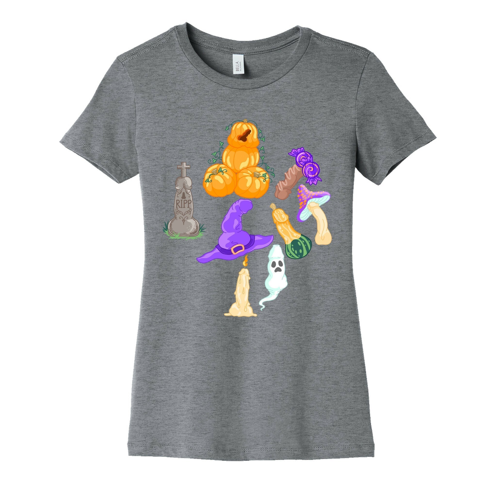 Halloween Peens Pattern Women's Cotton Tee Hoodie, Sweatshirt | PureTeeCo.com (Image 1)