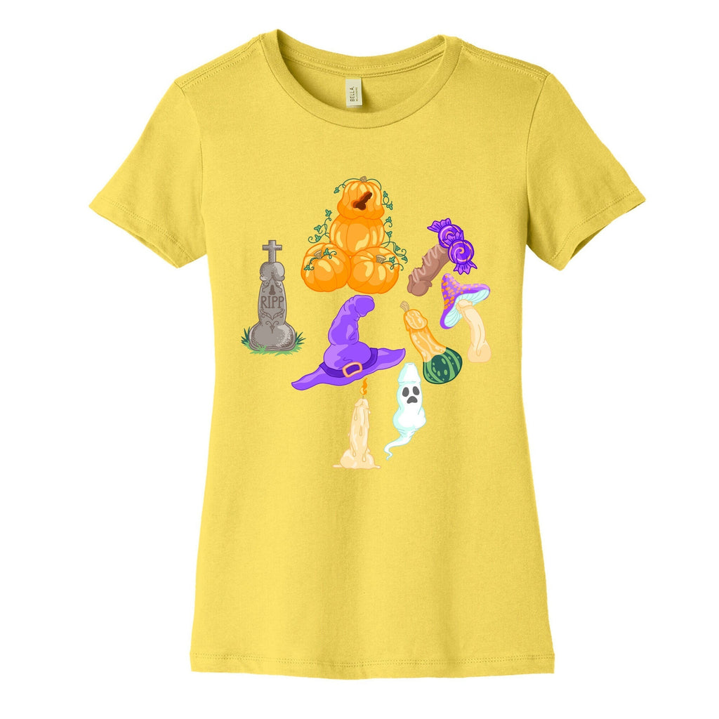 Halloween Peens Pattern Women's Cotton Tee Hoodie, Sweatshirt | PureTeeCo.com (Image 2)
