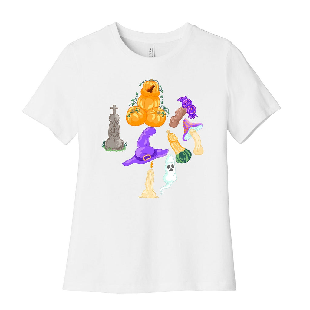 Halloween Peens Pattern Women's Cotton Tee Hoodie, Sweatshirt | PureTeeCo.com (Image 4)