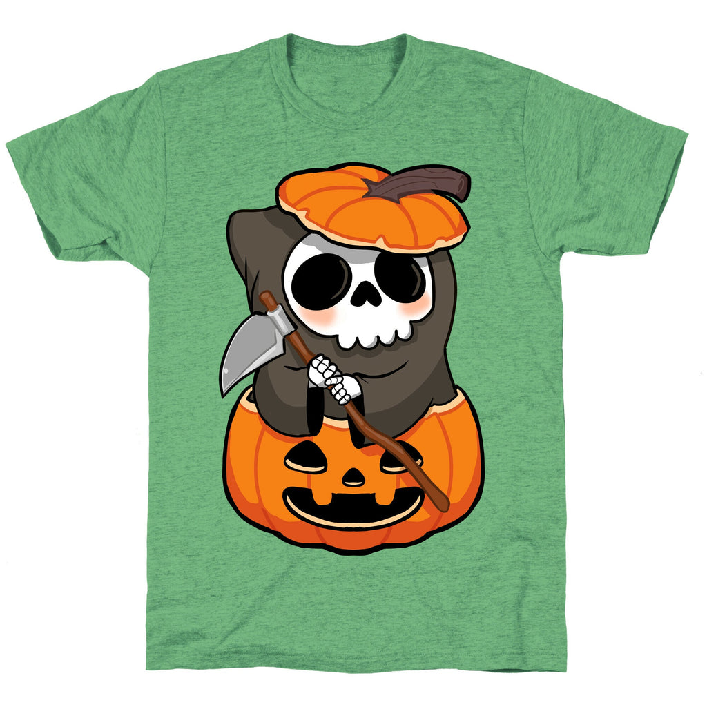 Cute Halloween Grim Reaper Unisex Triblend Tee Hoodie, Sweatshirt | PureTeeCo.com (Image 1)
