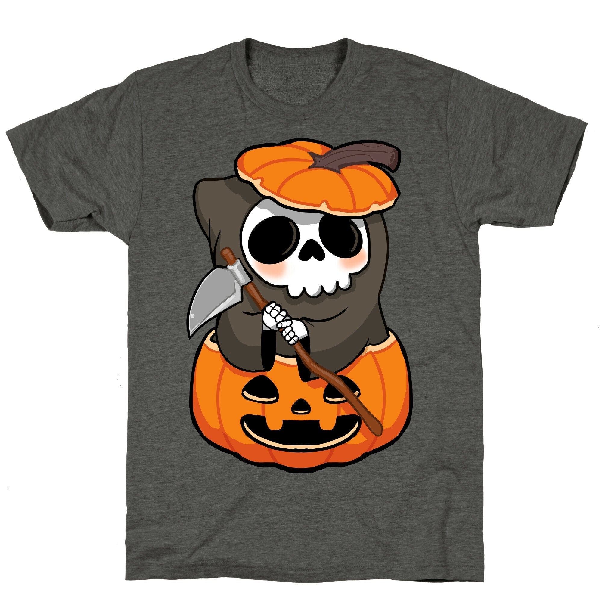 Cute Halloween Grim Reaper Unisex Triblend Tee Hoodie, Sweatshirt | PureTeeCo.com (Image 2)