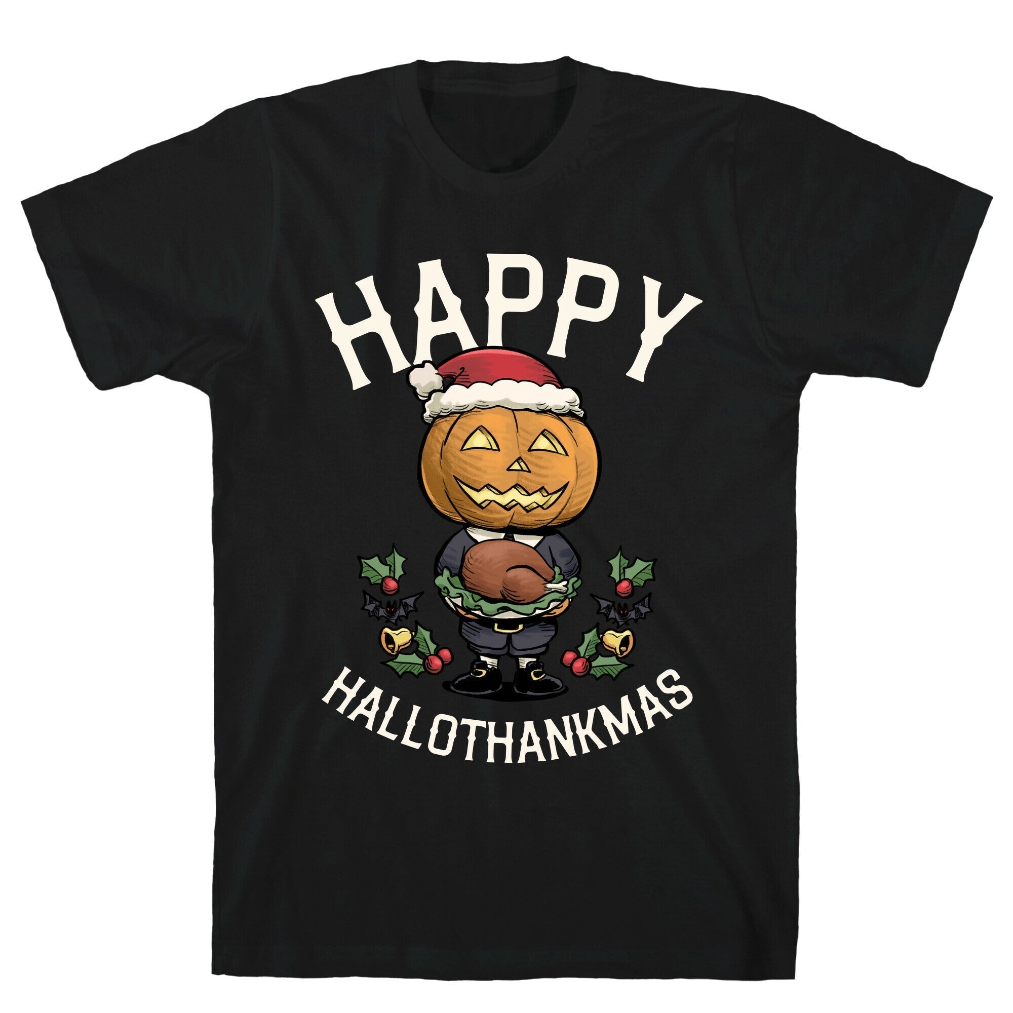 Happy Hallothankmas  T-Shirt Hoodie, Sweatshirt | PureTeeCo.com (Image 1)