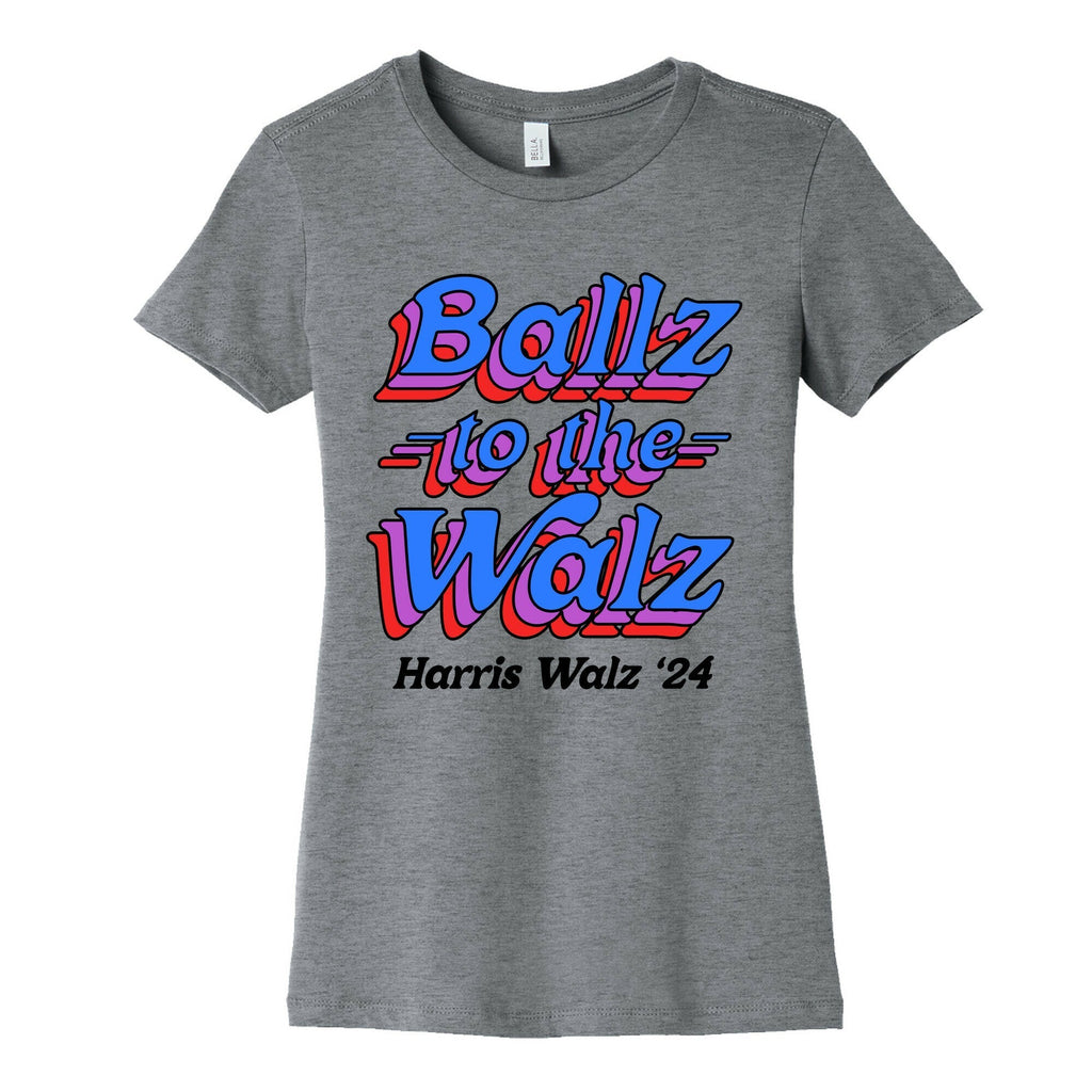 Ballz to the Walz (Harris Walz 2024) Womens Cotton Tee Hoodie, Sweatshirt | PureTeeCo.com (Image 1)