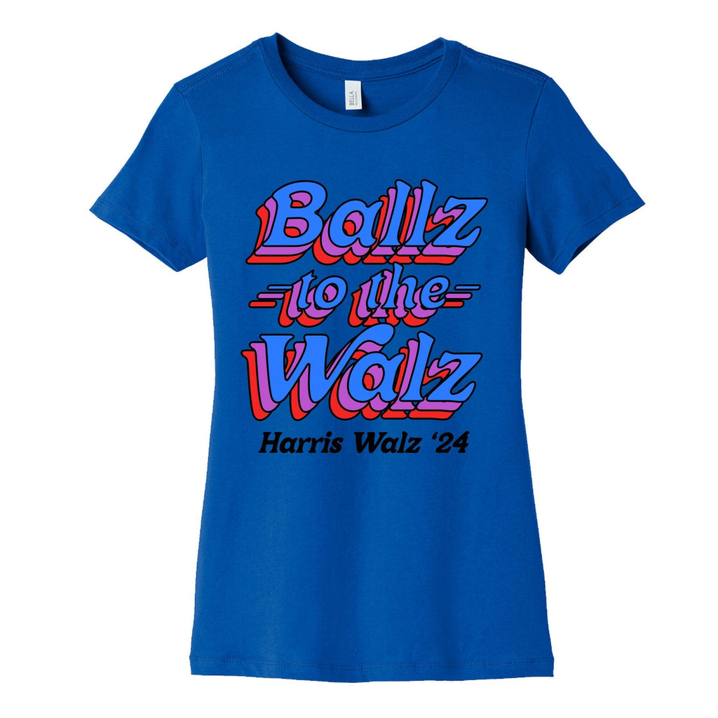 Ballz to the Walz (Harris Walz 2024) Womens Cotton Tee Hoodie, Sweatshirt | PureTeeCo.com (Image 2)