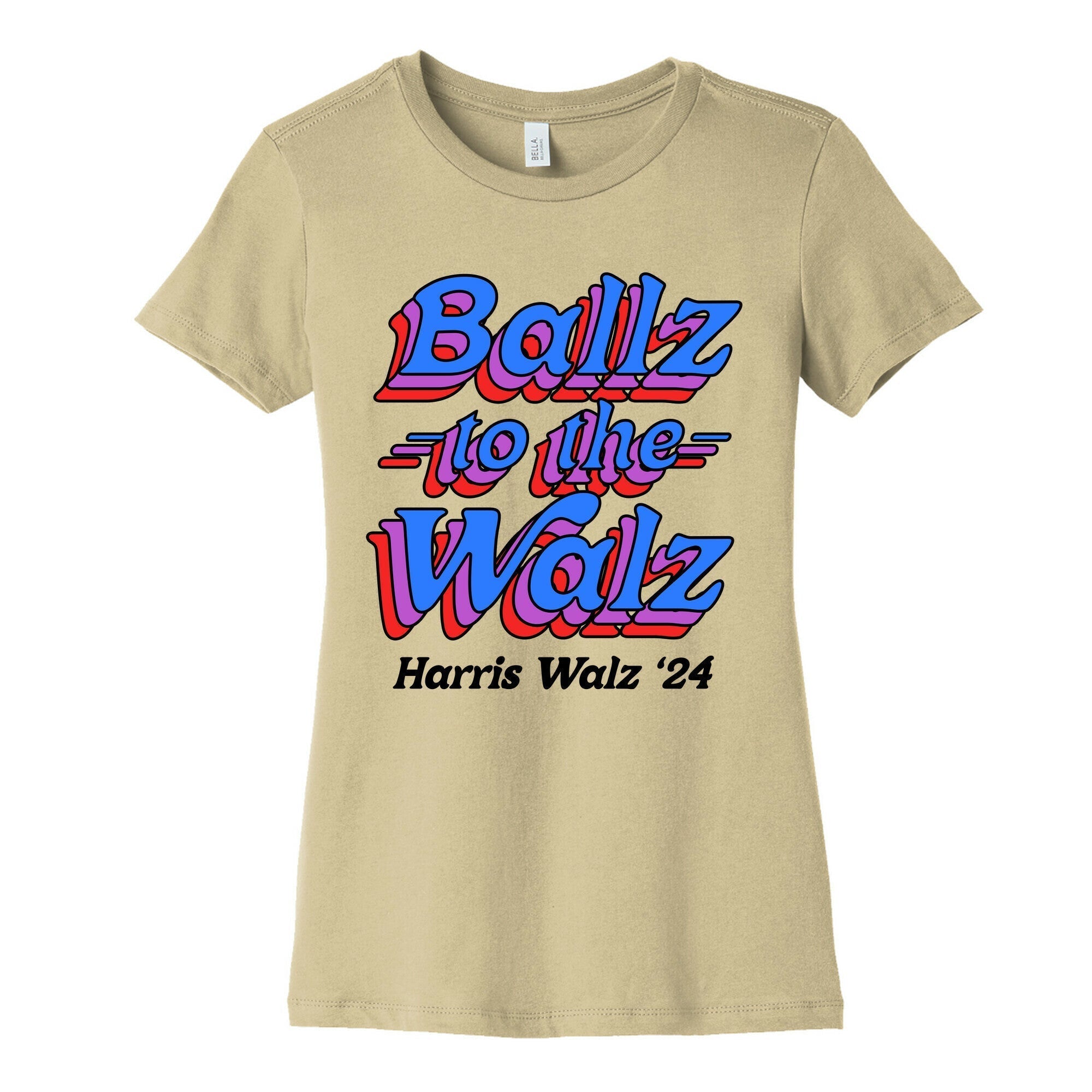 Ballz to the Walz (Harris Walz 2024) Womens Cotton Tee Hoodie, Sweatshirt | PureTeeCo.com (Image 3)